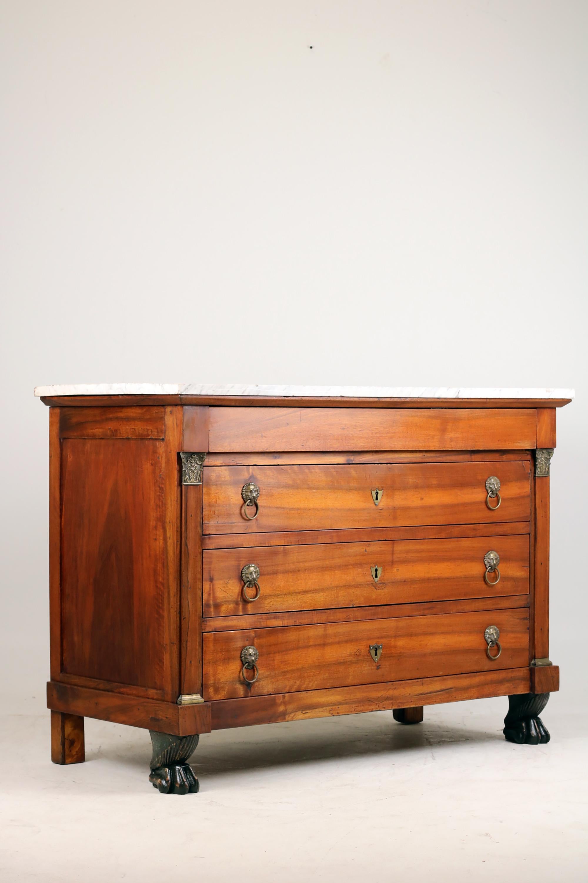 19th Century Empire French Chest of Drawers with marble on top For Sale 4