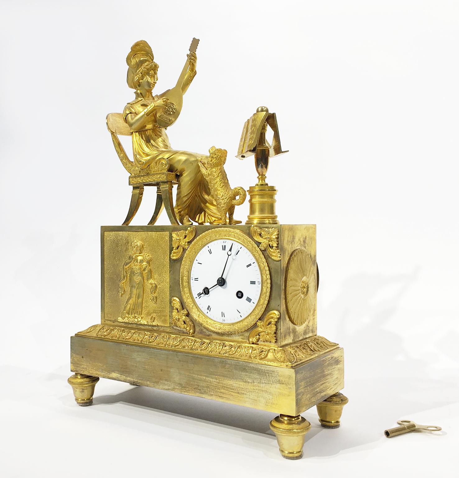 Gilt 19th Century Empire French Mantel Clock, circa 1820