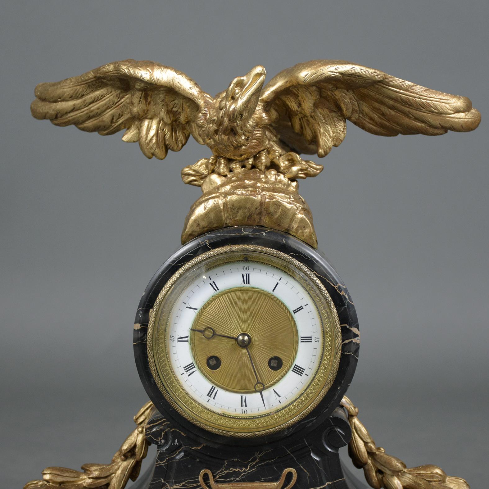 Hand-Carved Early 19th Century Empire French Mantle Clock