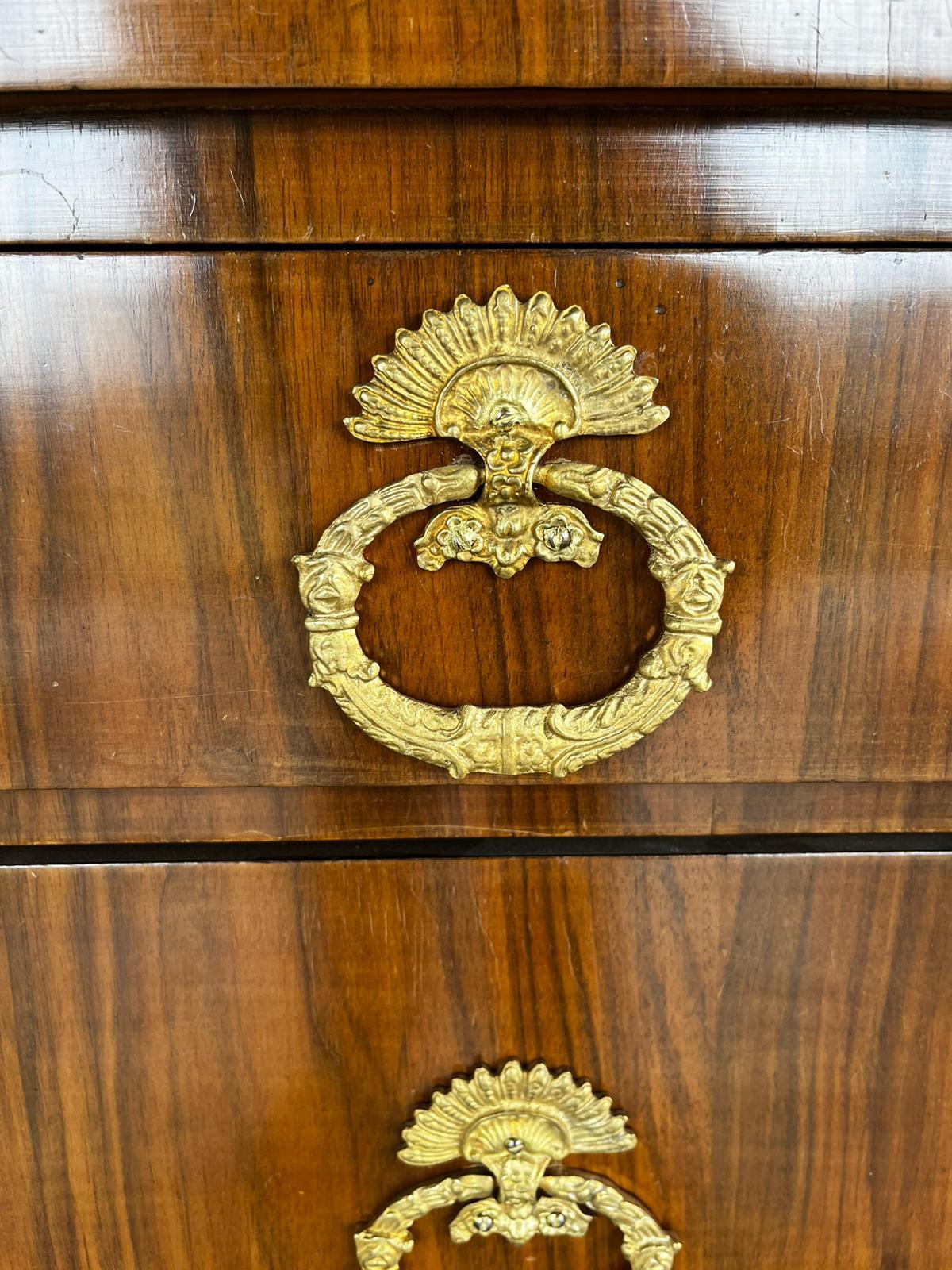 19th Century Italian-Lombardy Empire Walnut Golden Bronzes Chest of Drawers 1
