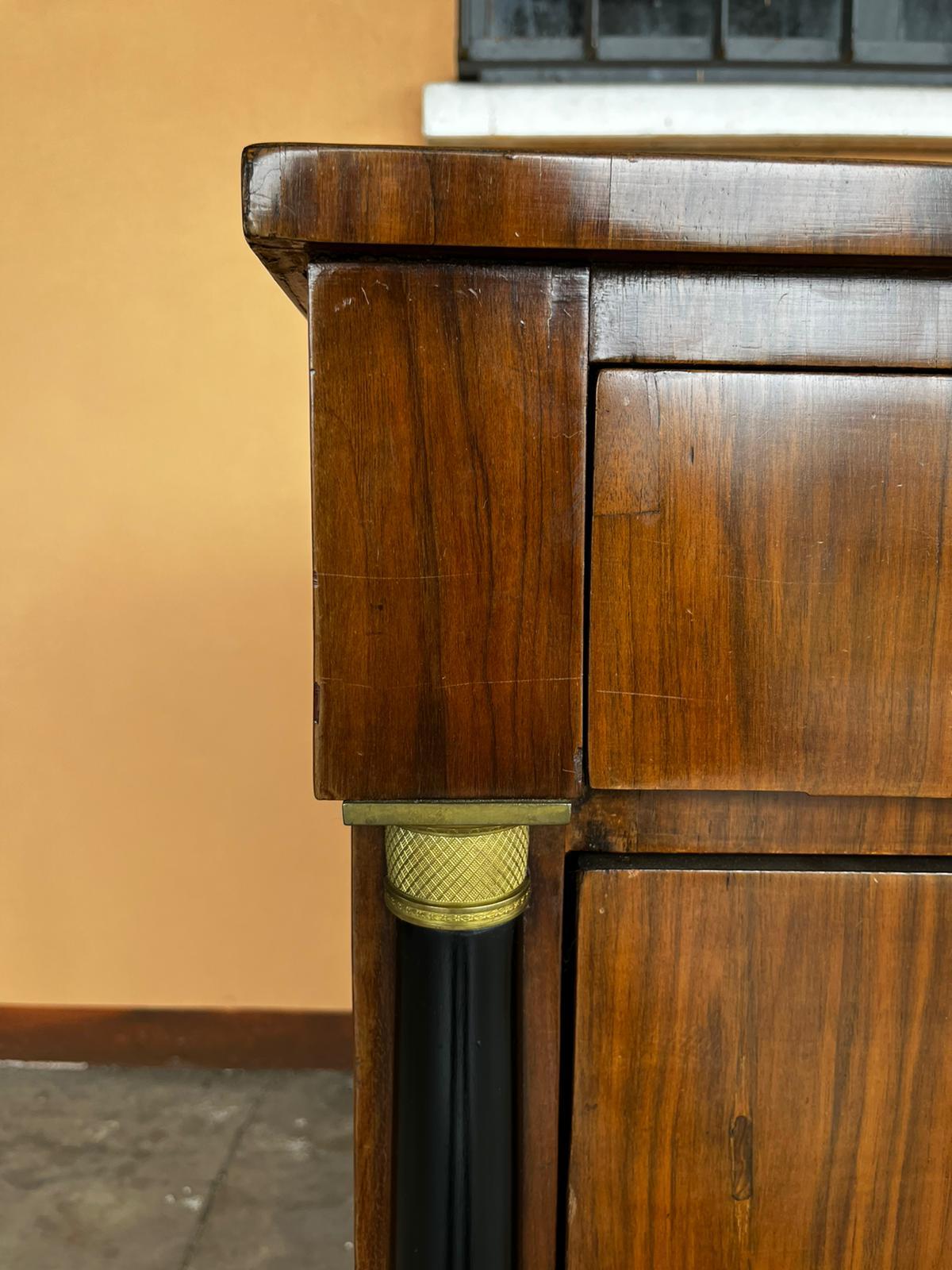 19th Century Italian-Lombardy Empire Walnut Golden Bronzes Chest of Drawers For Sale 5