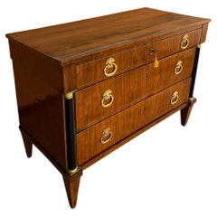 19th Century Italian-Lombardy Empire Walnut Golden Bronzes Chest of Drawers