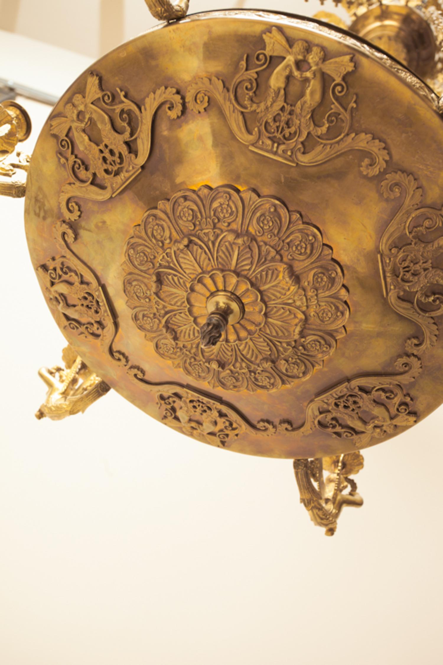 19th Century Empire Gilded Bronze Chandelier 8