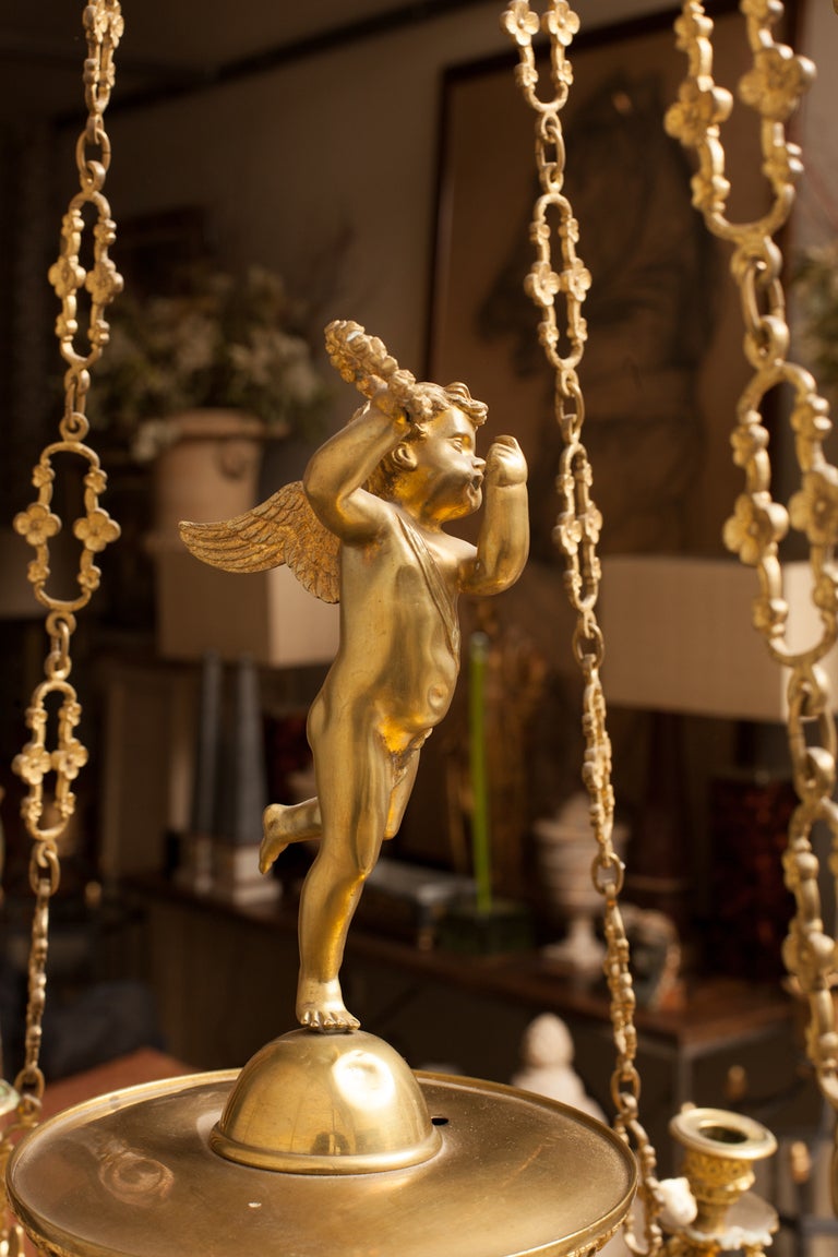 19th Century Empire Gilded Bronze Chandelier In Good Condition In Madrid, ES