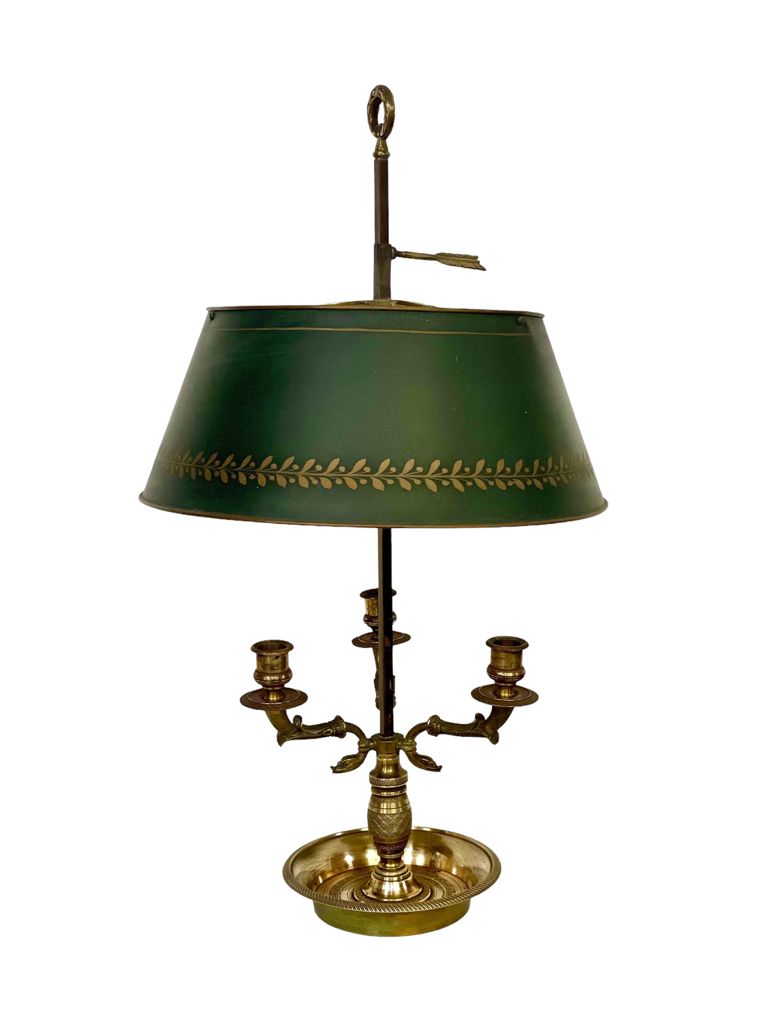 19th Century Empire Gilt Bronze Bouillotte Table Lamp For Sale 7