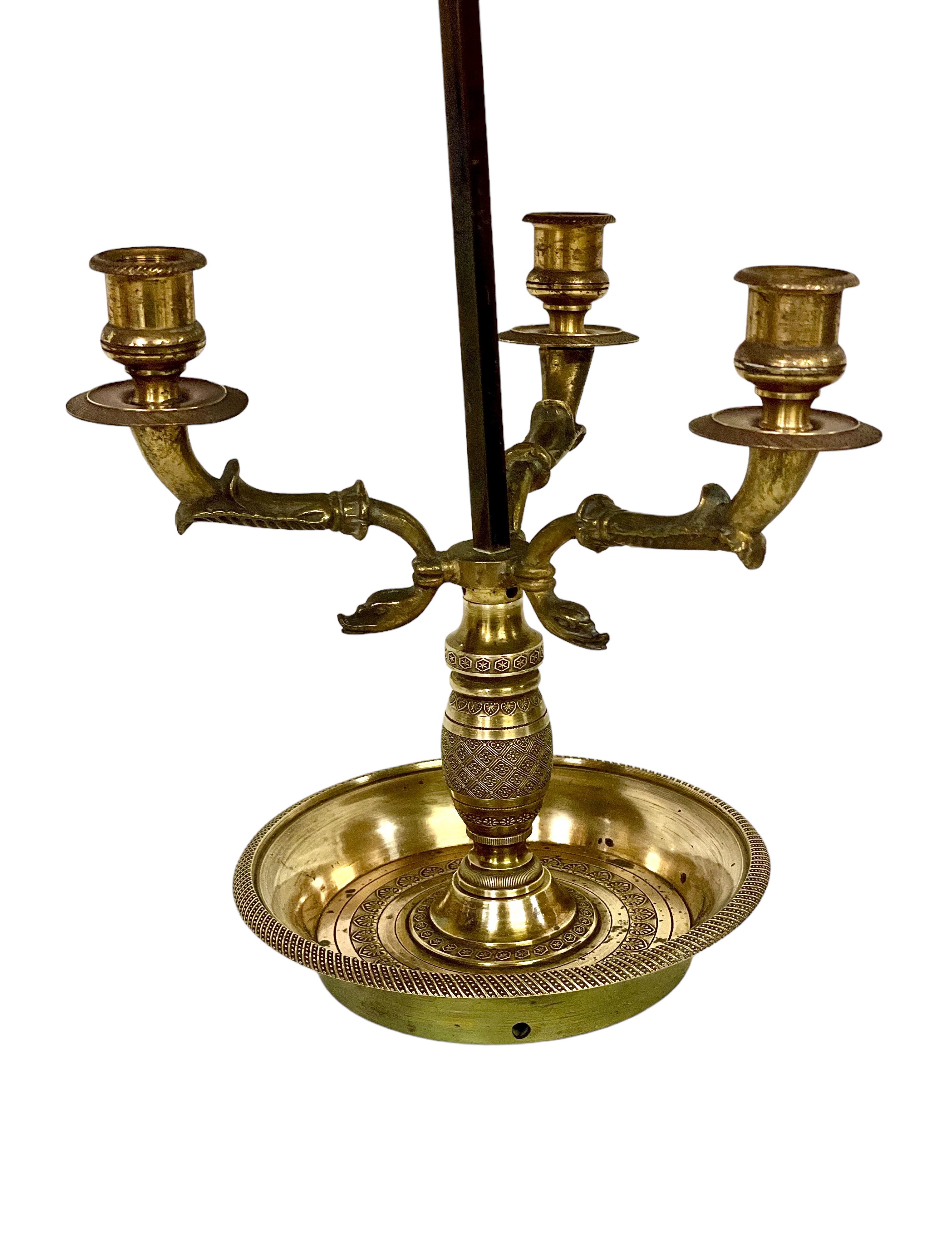19th Century Empire Gilt Bronze Bouillotte Table Lamp For Sale 1
