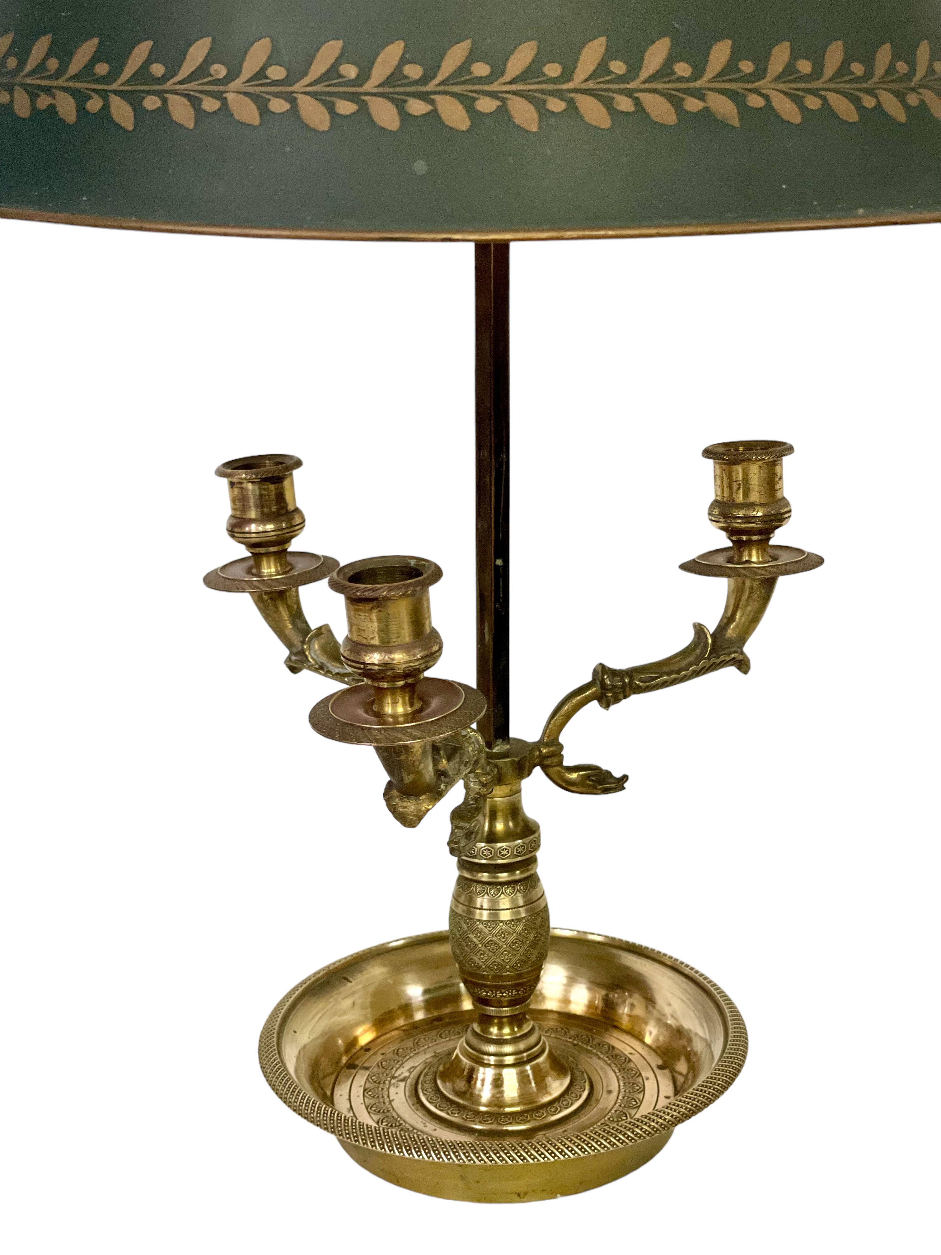 Lampe de table Bouillotte Empire en bronze doré du XIXe siècle en vente 1