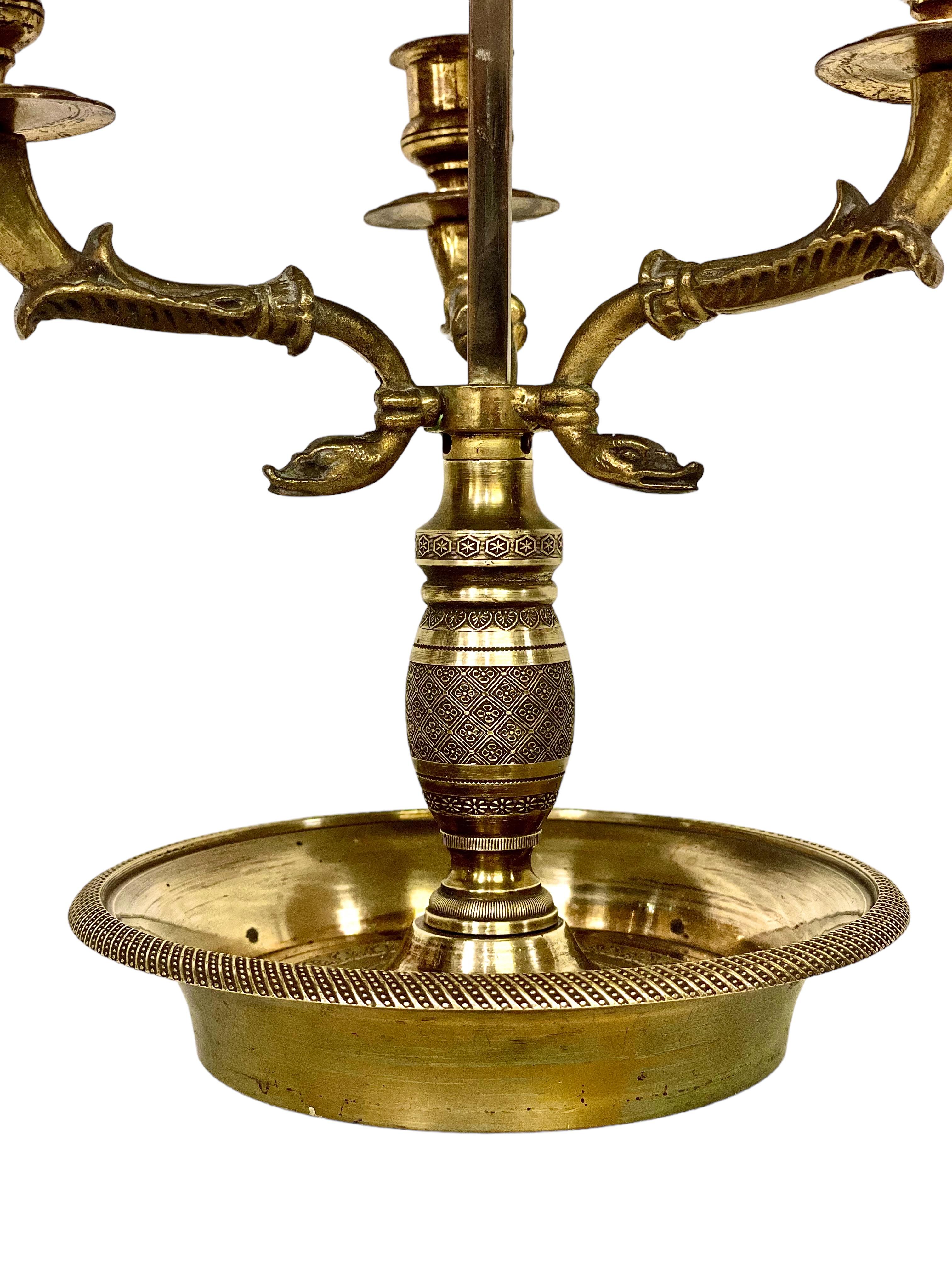 19th Century Empire Gilt Bronze Bouillotte Table Lamp For Sale 4
