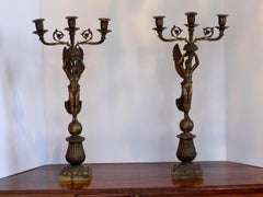 19th Century Empire Gilt Bronze Candelabras - a Pair