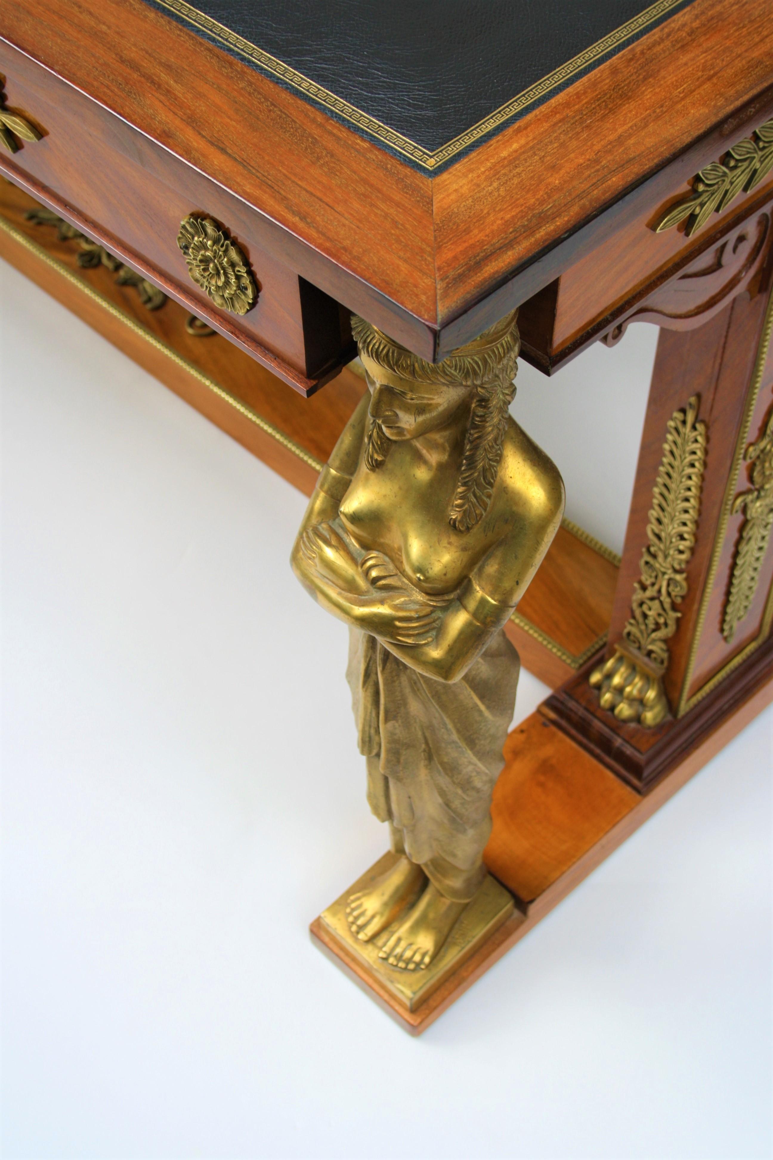 19th Century Empire Gilt Bronze Mounted Mahogany Desk after Jacob-Desmalter 4
