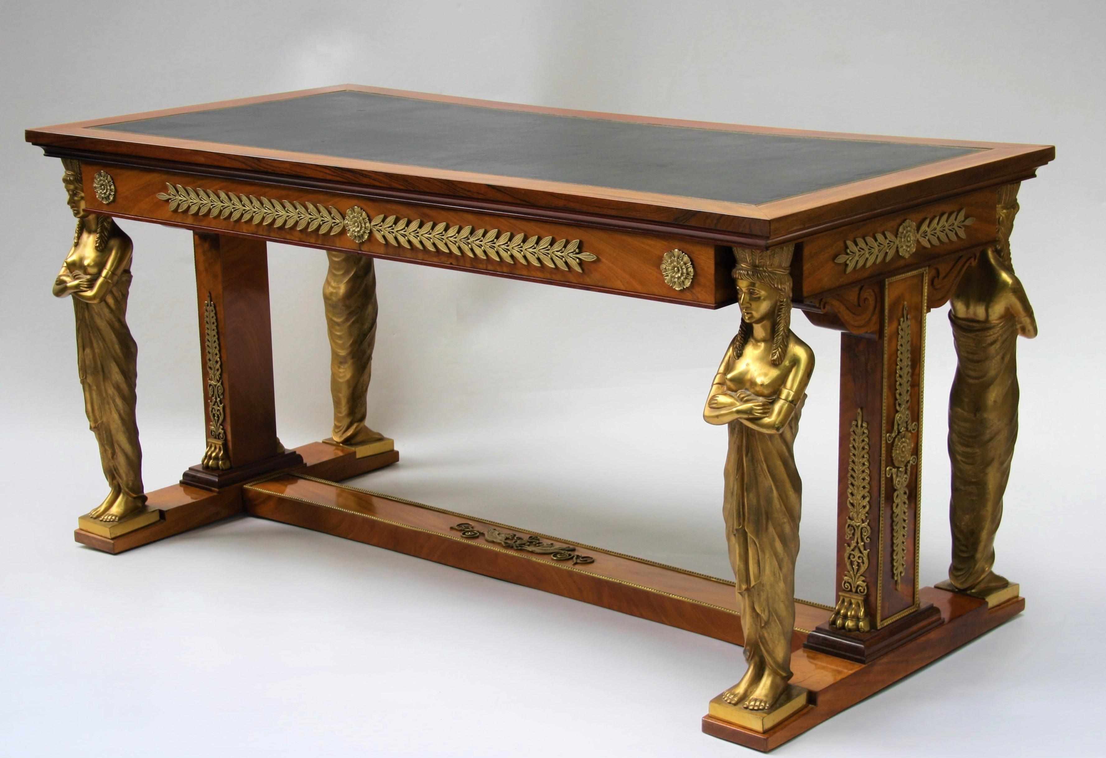 19th Century Empire Gilt Bronze Mounted Mahogany Desk after Jacob-Desmalter 8