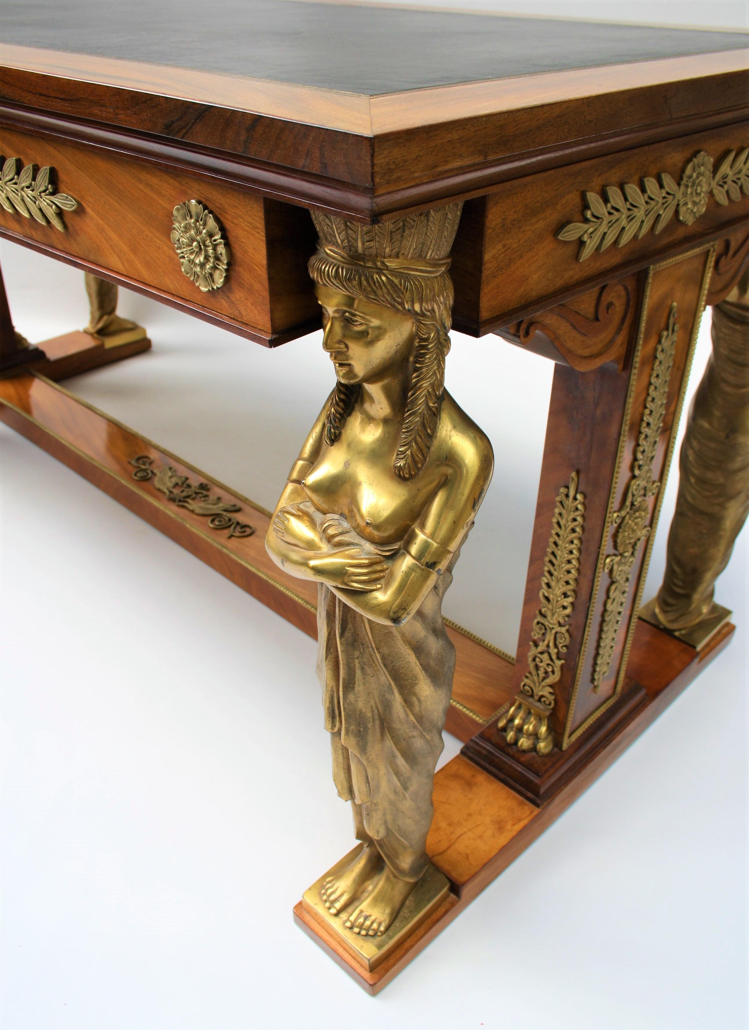 19th Century Empire Gilt Bronze Mounted Mahogany Desk after Jacob-Desmalter 1