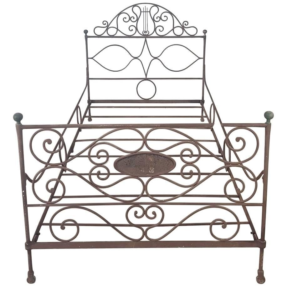 Antique Single Wrought Iron Bed 8 For Sale on 1stDibs
