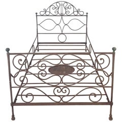 Antique 19th Century Empire Iron Single Bed