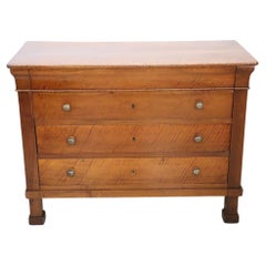 19th Century Empire Italian Solid Walnut Antique Chest of Drawers
