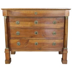 19th Century Empire Italian Walnut Commode Chest of Drawers