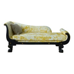 19th Century Empire Johnson Hartig Libertine Yellow Modern Toile Chaise