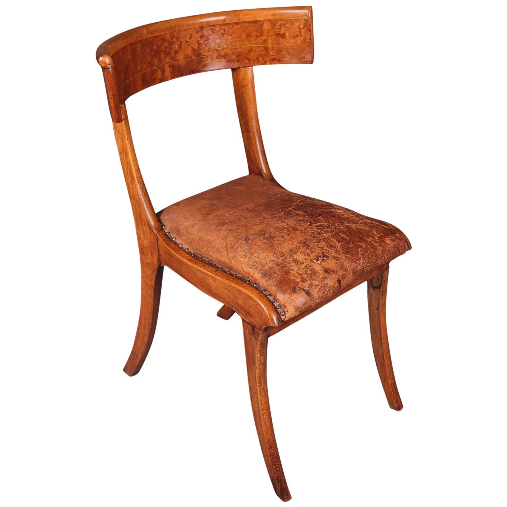 19th Century Empire Klismos Saber-Legs Chair