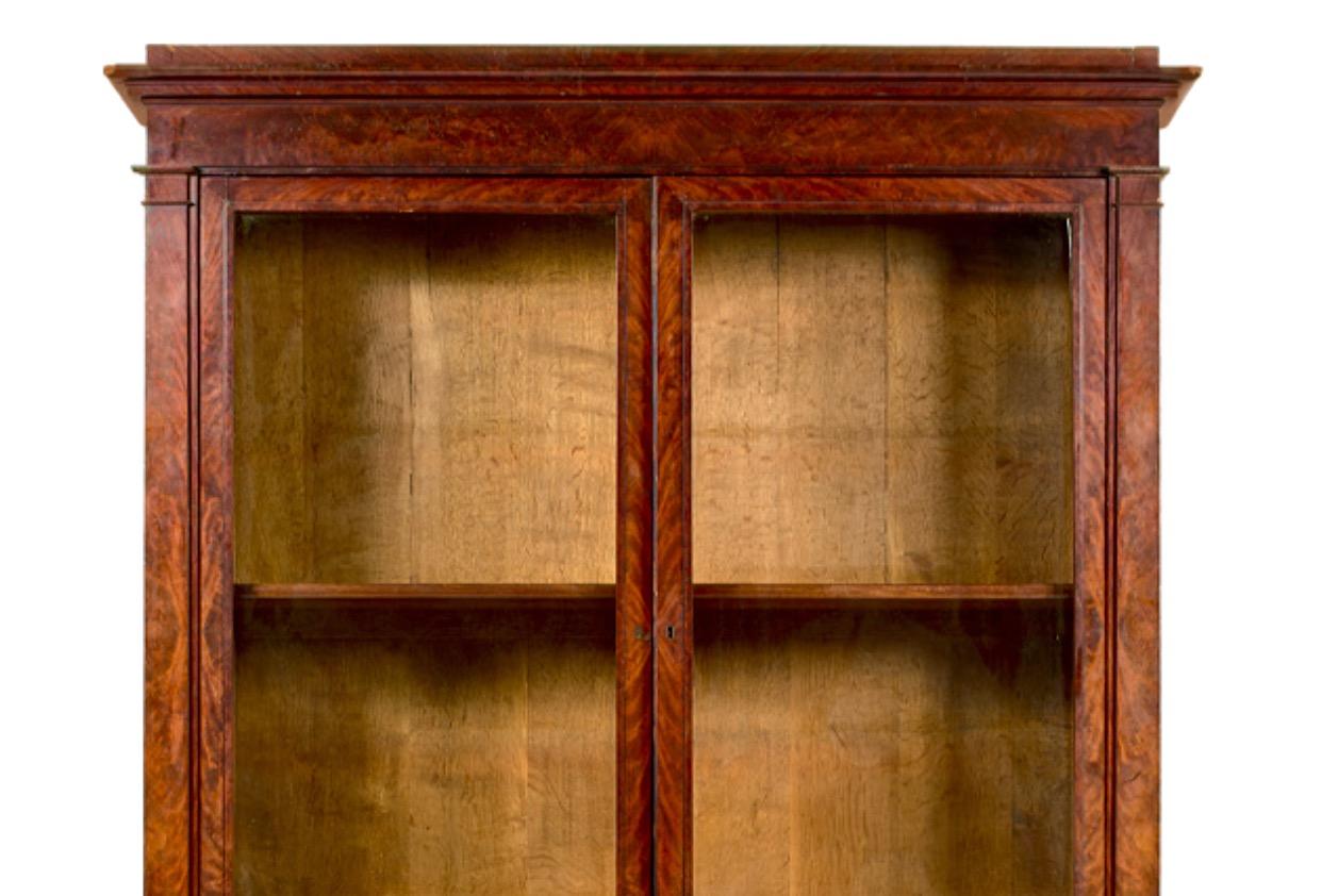Veneer 19th century Empire Mahogany Bookcase  For Sale