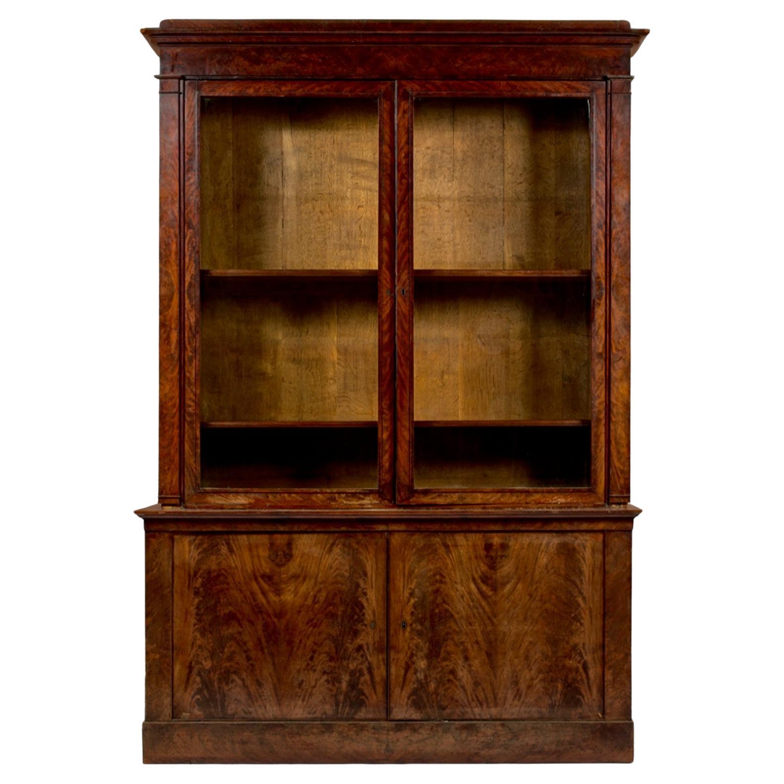 19th century Empire Mahogany Bookcase  For Sale