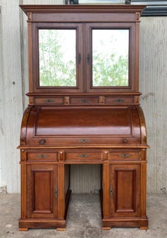 19th Century Empire Mahogany Bureau Secretary with Bookcase