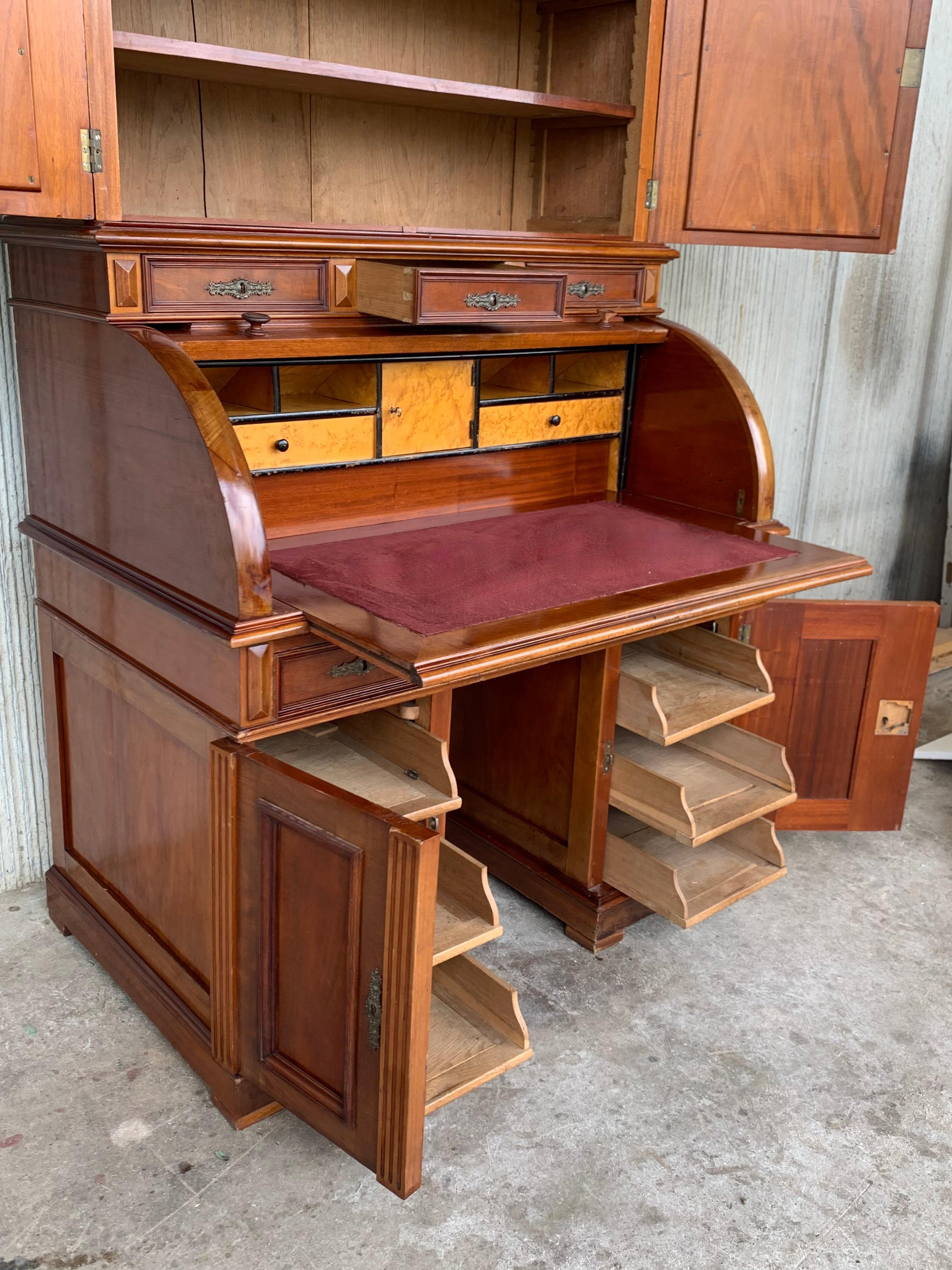 19th Century Empire Mahogany Bureau Secretary with Bookcase For Sale 3