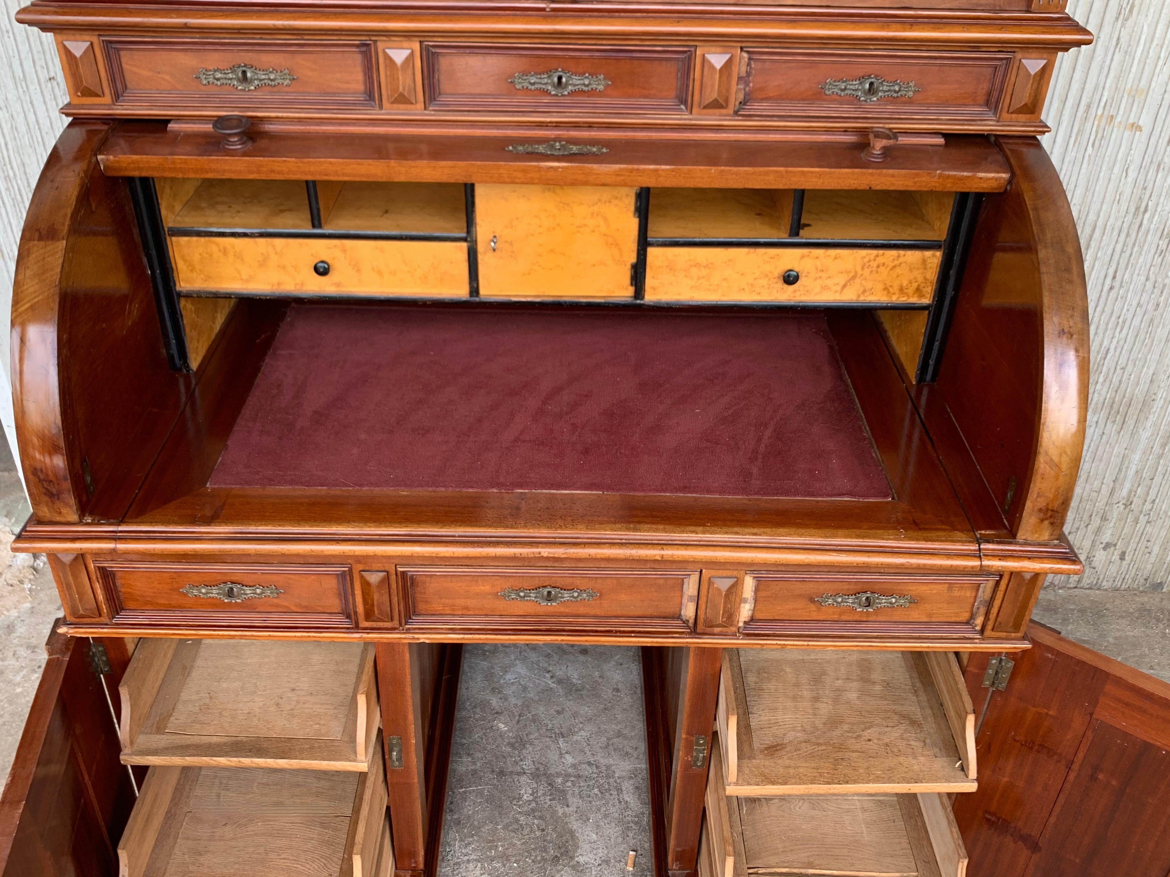 19th Century Empire Mahogany Bureau Secretary with Bookcase For Sale 4