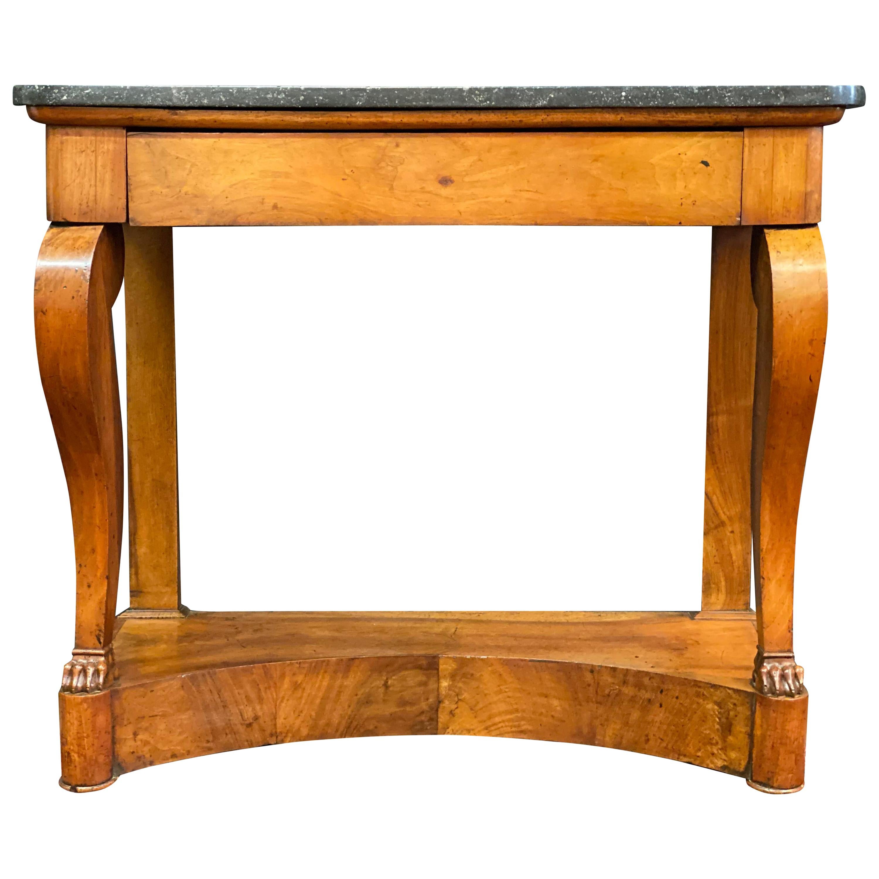 19th Century Empire Mahogany Marble-Top Walnut Pier Table