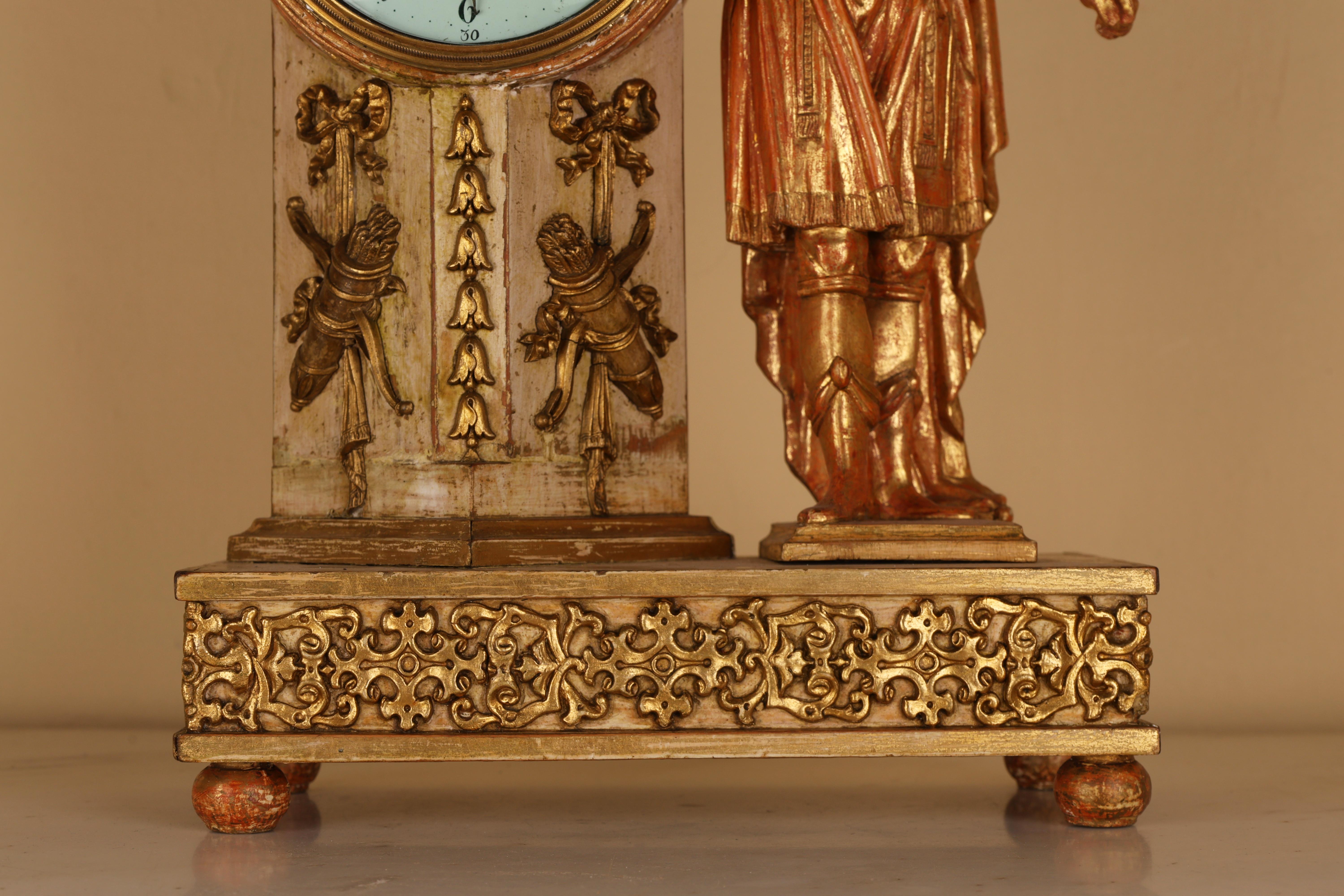 Gilt 19th Century Empire Mantel Clock For Sale