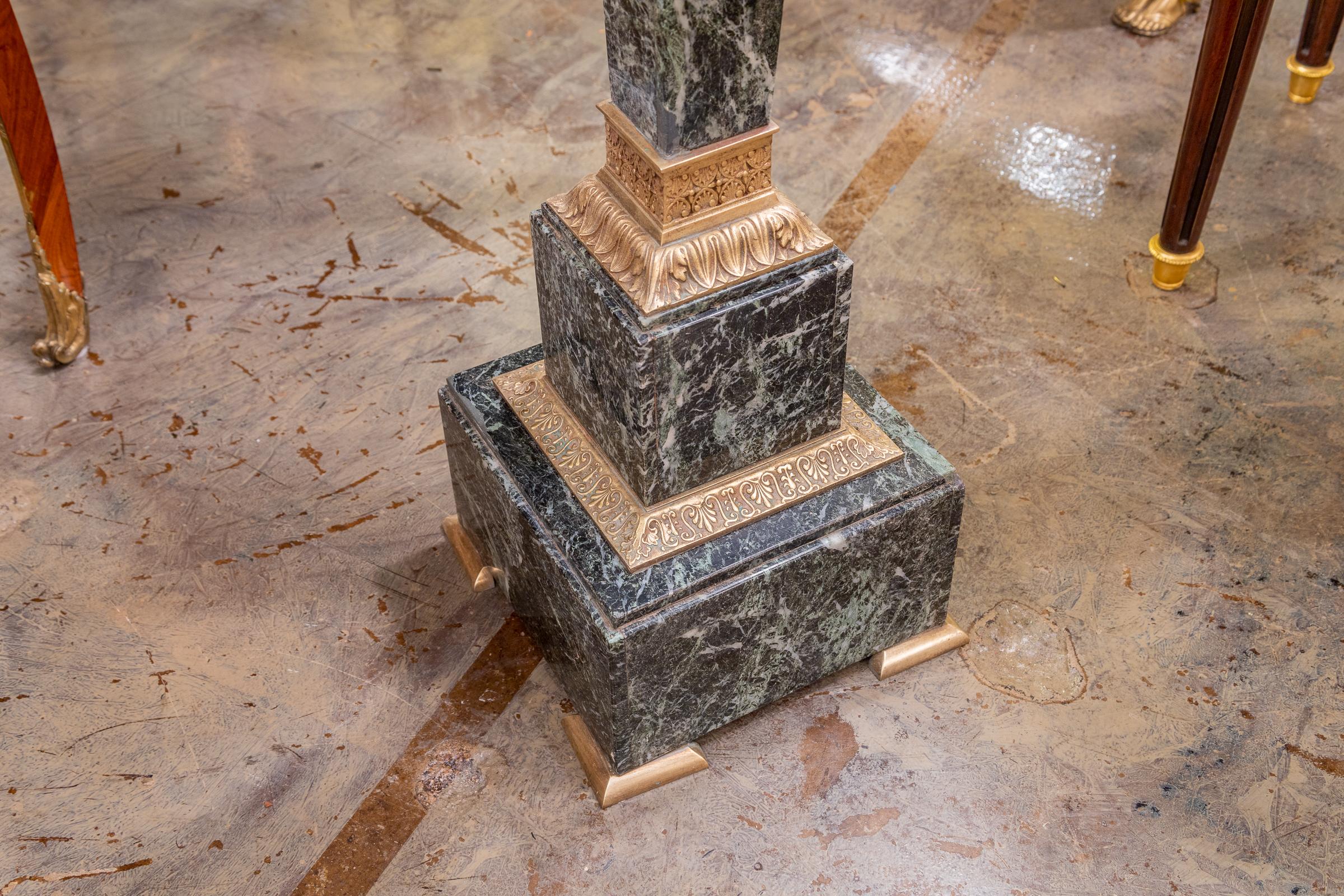 19th Century Empire Marble and Gilt Bronze Pedestal In Good Condition For Sale In Dallas, TX
