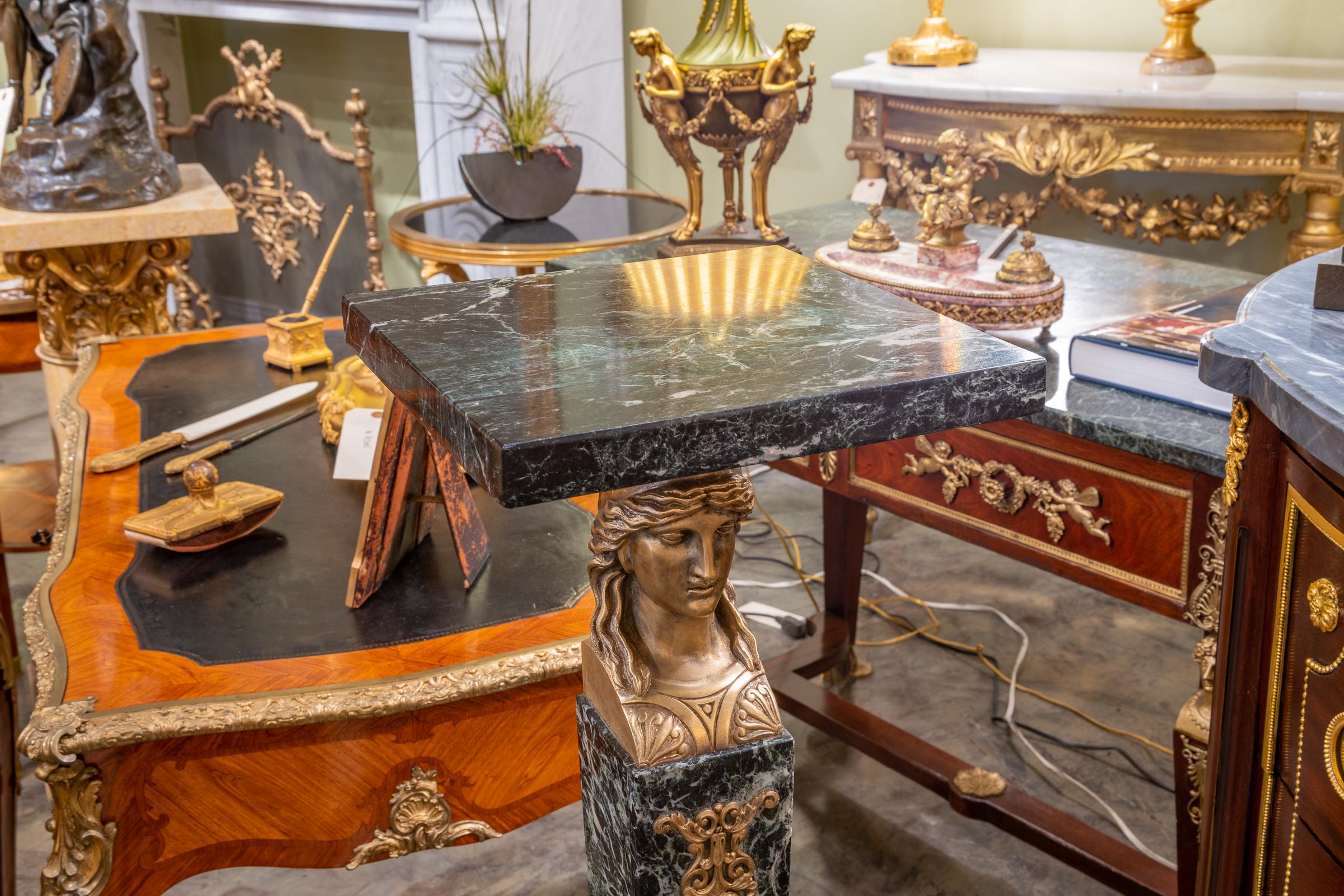19th Century Empire Marble and Gilt Bronze Pedestal For Sale 1