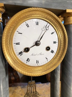 19th Century Empire Marble France Clock Mainet à Paris, 1810s