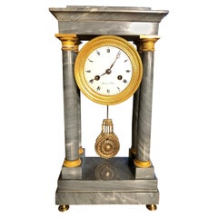 19th Century Empire Marble France Clock Mainet à Paris, 1810s
