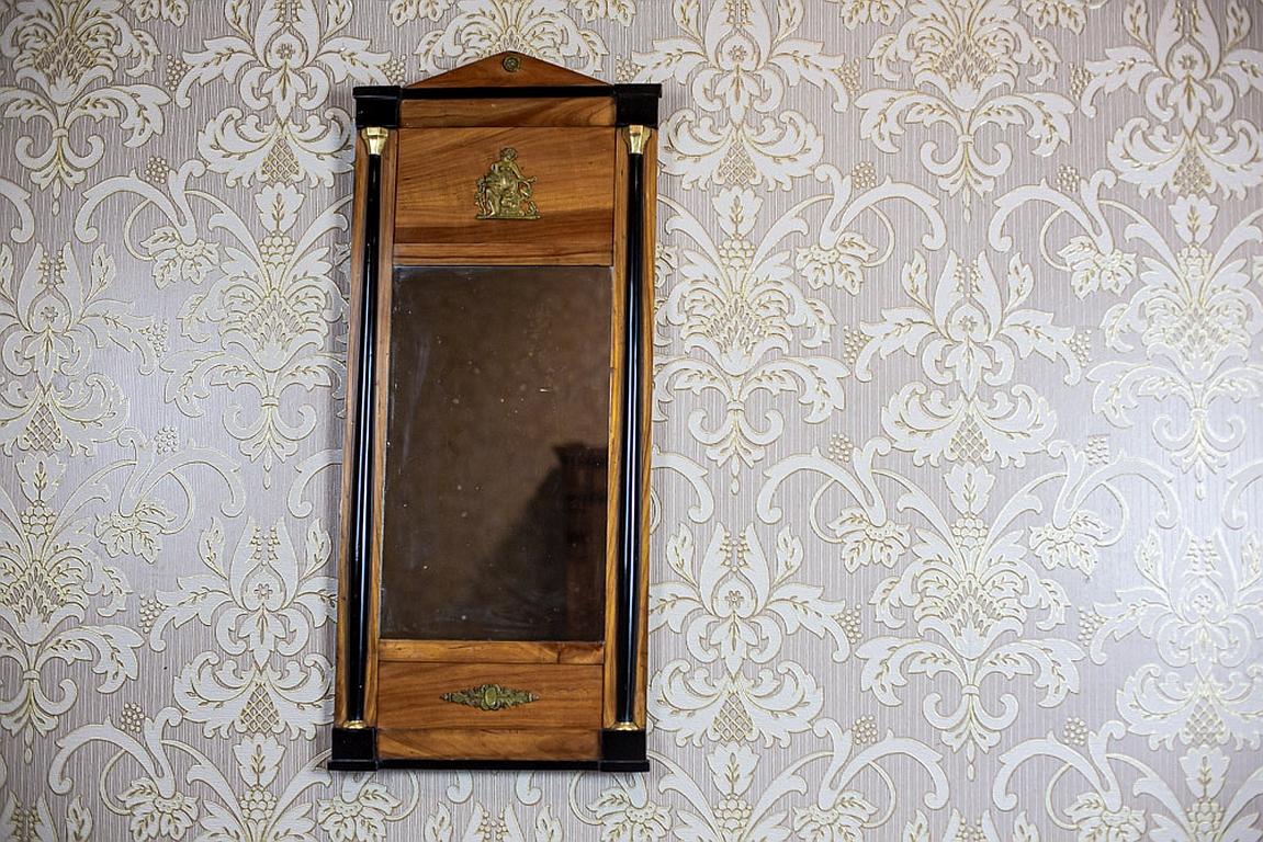 19th Century Empire Mirror with Brass Elements In Good Condition For Sale In Opole, PL