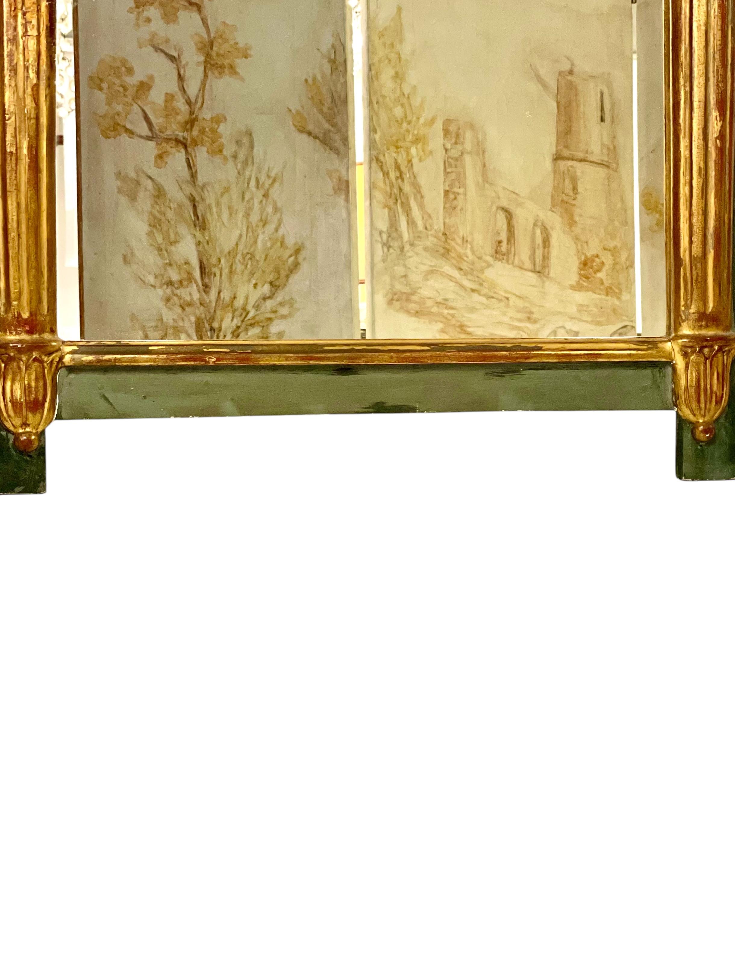 Specchio Impero del XIX secolo con frontone e pannello scenico dipinto In condizioni buone in vendita a LA CIOTAT, FR