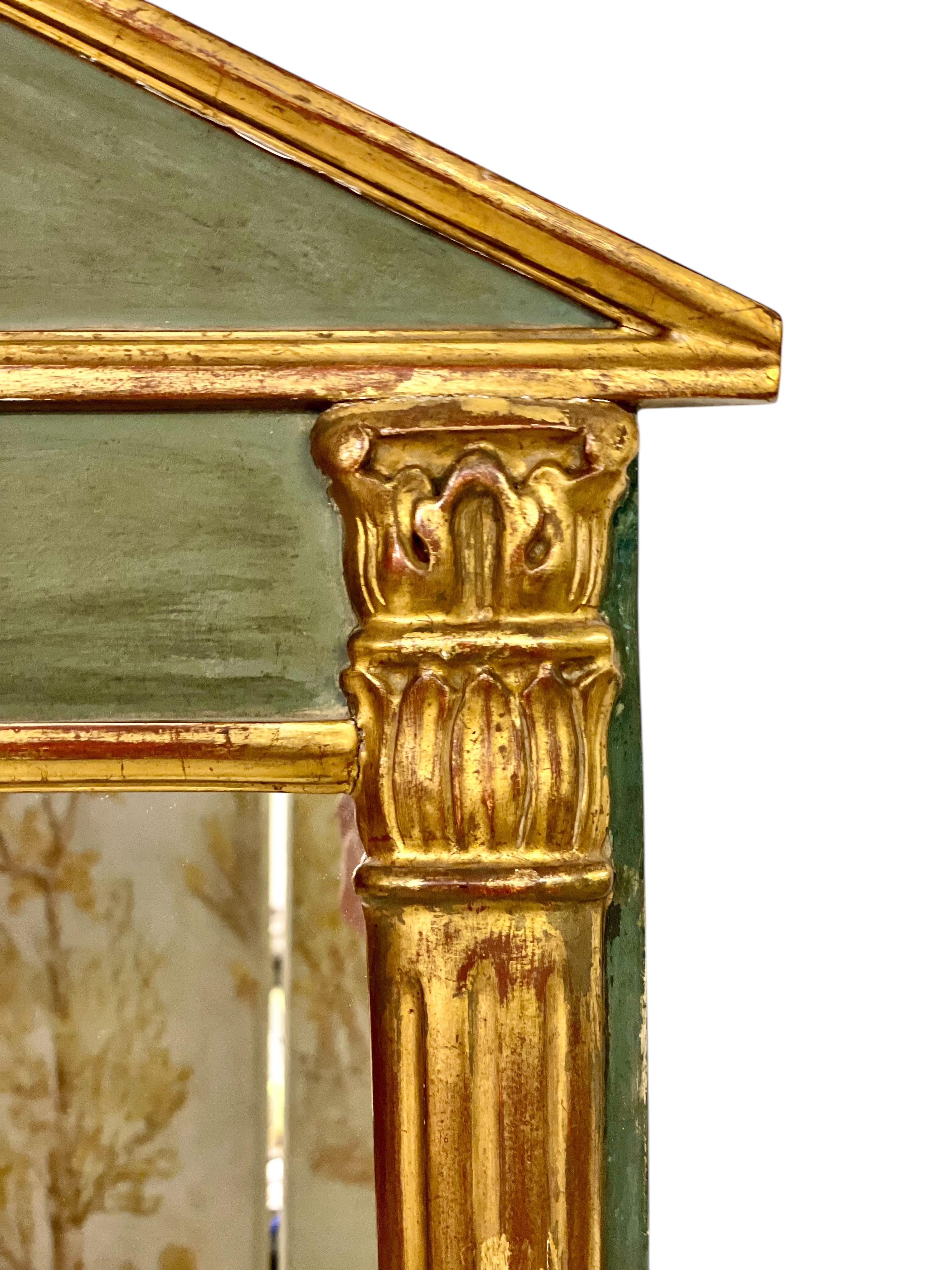 Specchio Impero del XIX secolo con frontone e pannello scenico dipinto in vendita 2