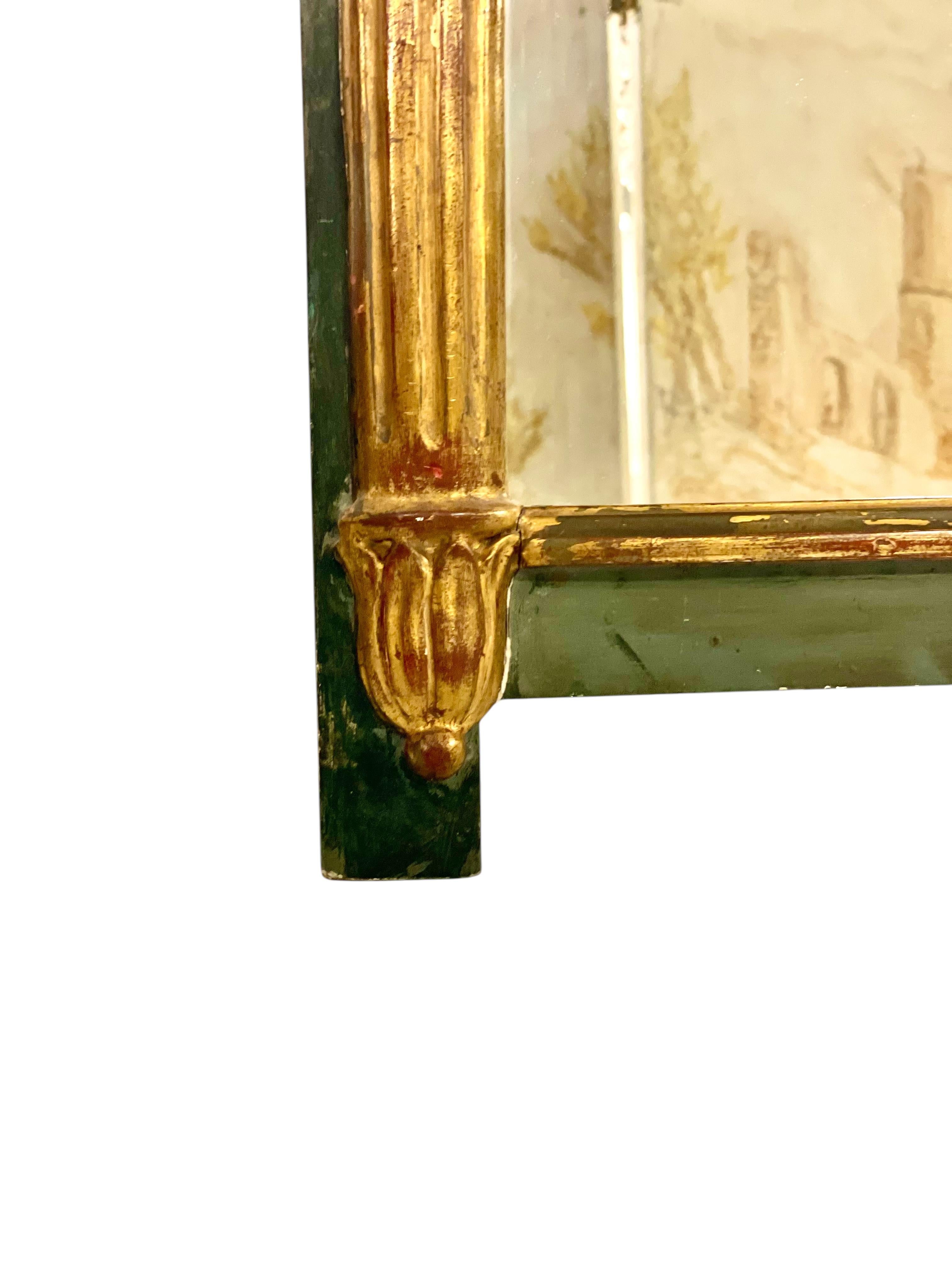 Specchio Impero del XIX secolo con frontone e pannello scenico dipinto in vendita 4