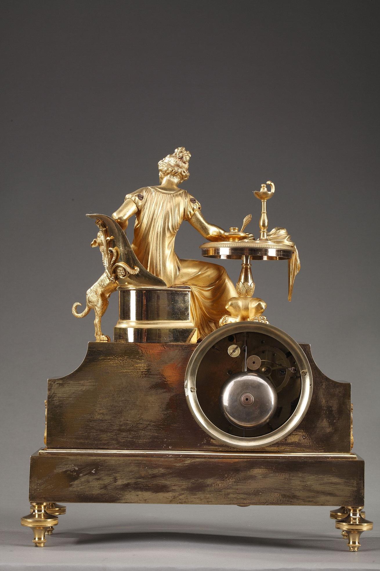19th Century Empire Ormolu Mantel Clock, Fidelity For Sale 7