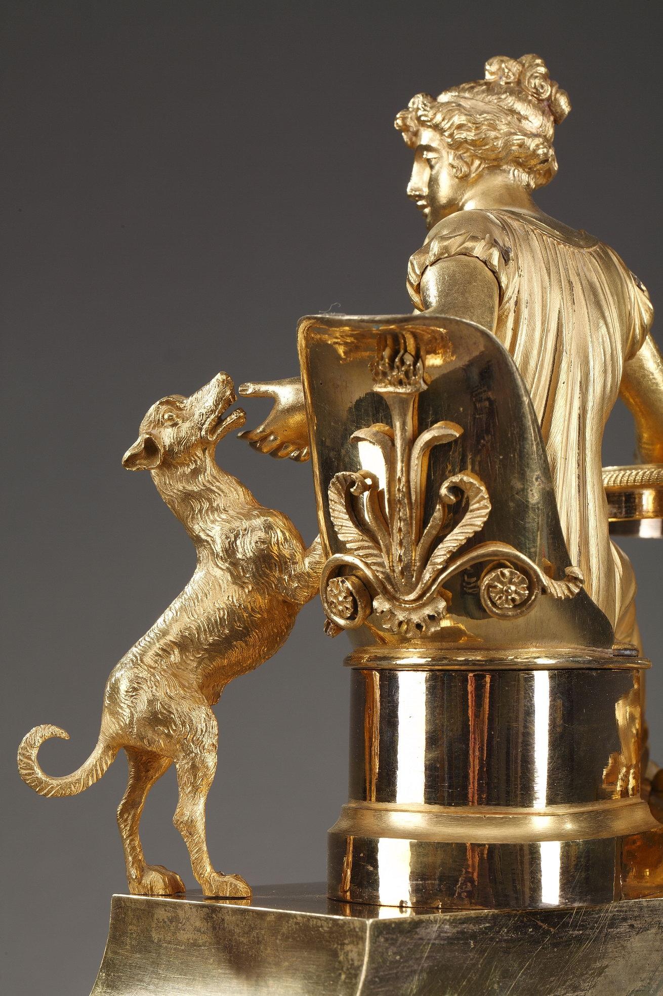 Pendule de cheminée Empire en bronze doré du XIXe siècle, Fidelity en vente 8