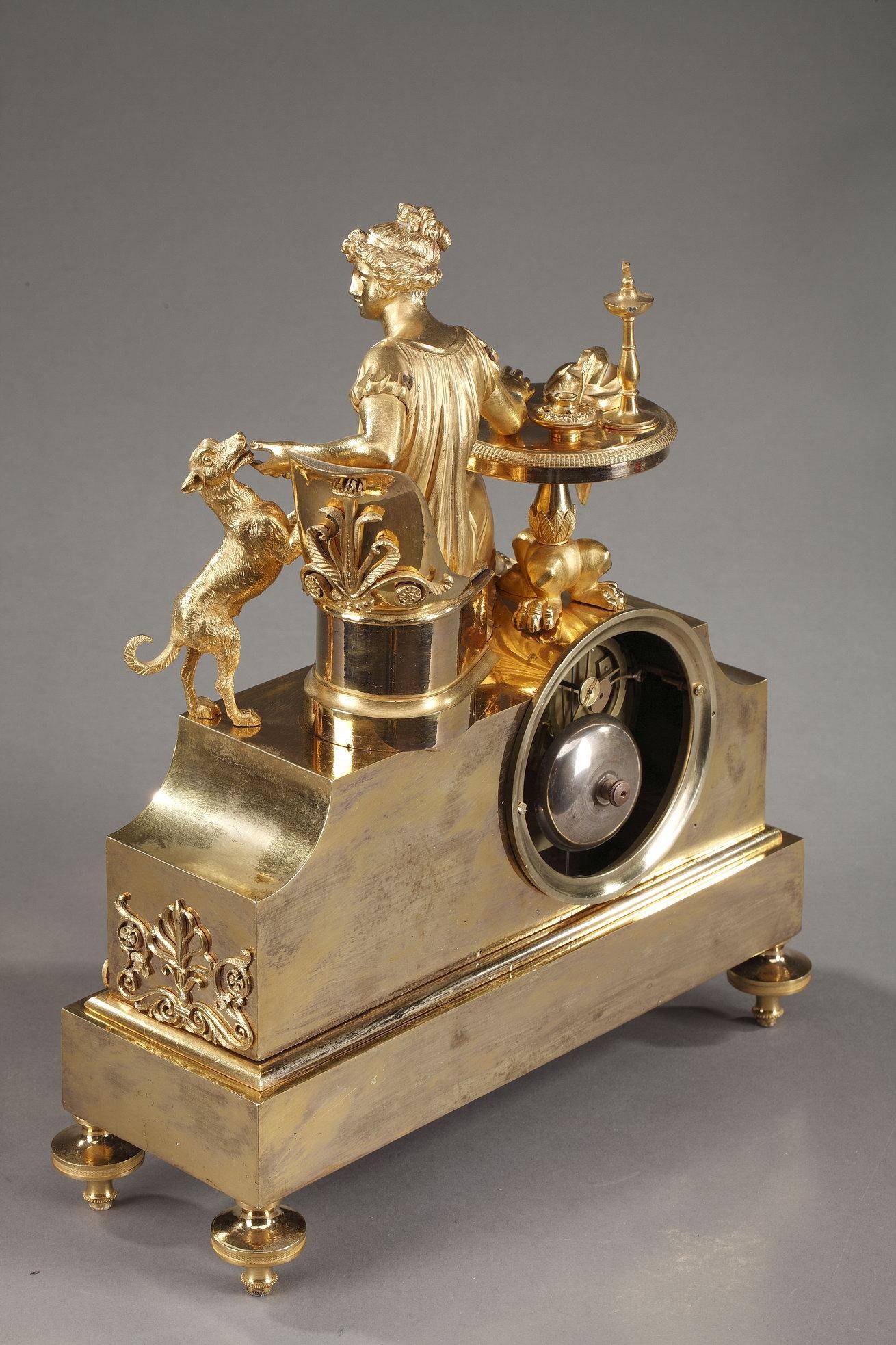 Pendule de cheminée Empire en bronze doré du XIXe siècle, Fidelity en vente 9