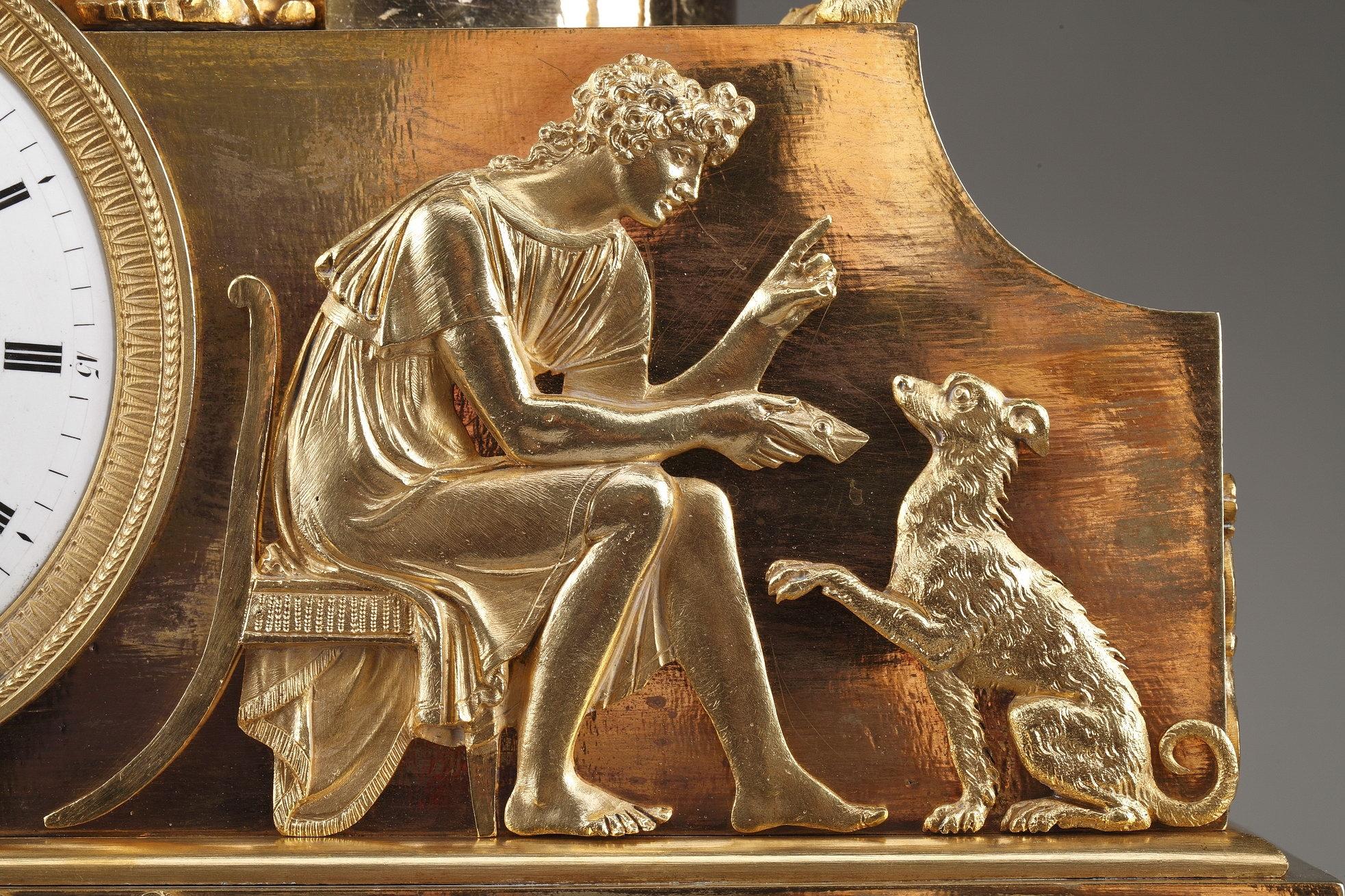 Pendule de cheminée Empire en bronze doré du XIXe siècle, Fidelity Bon état - En vente à Paris, FR