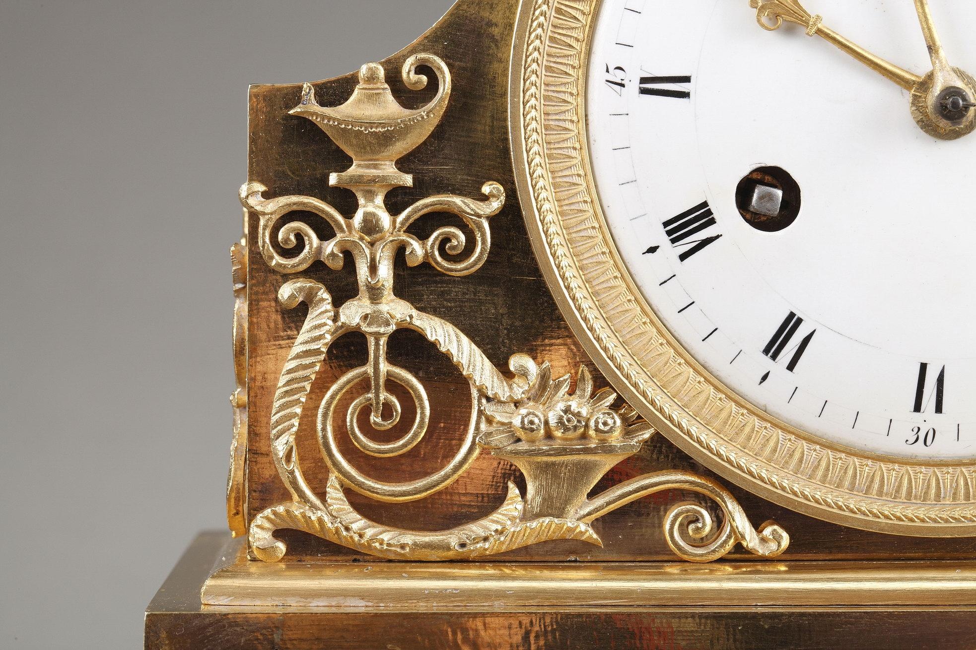 Bronze 19th Century Empire Ormolu Mantel Clock, Fidelity For Sale