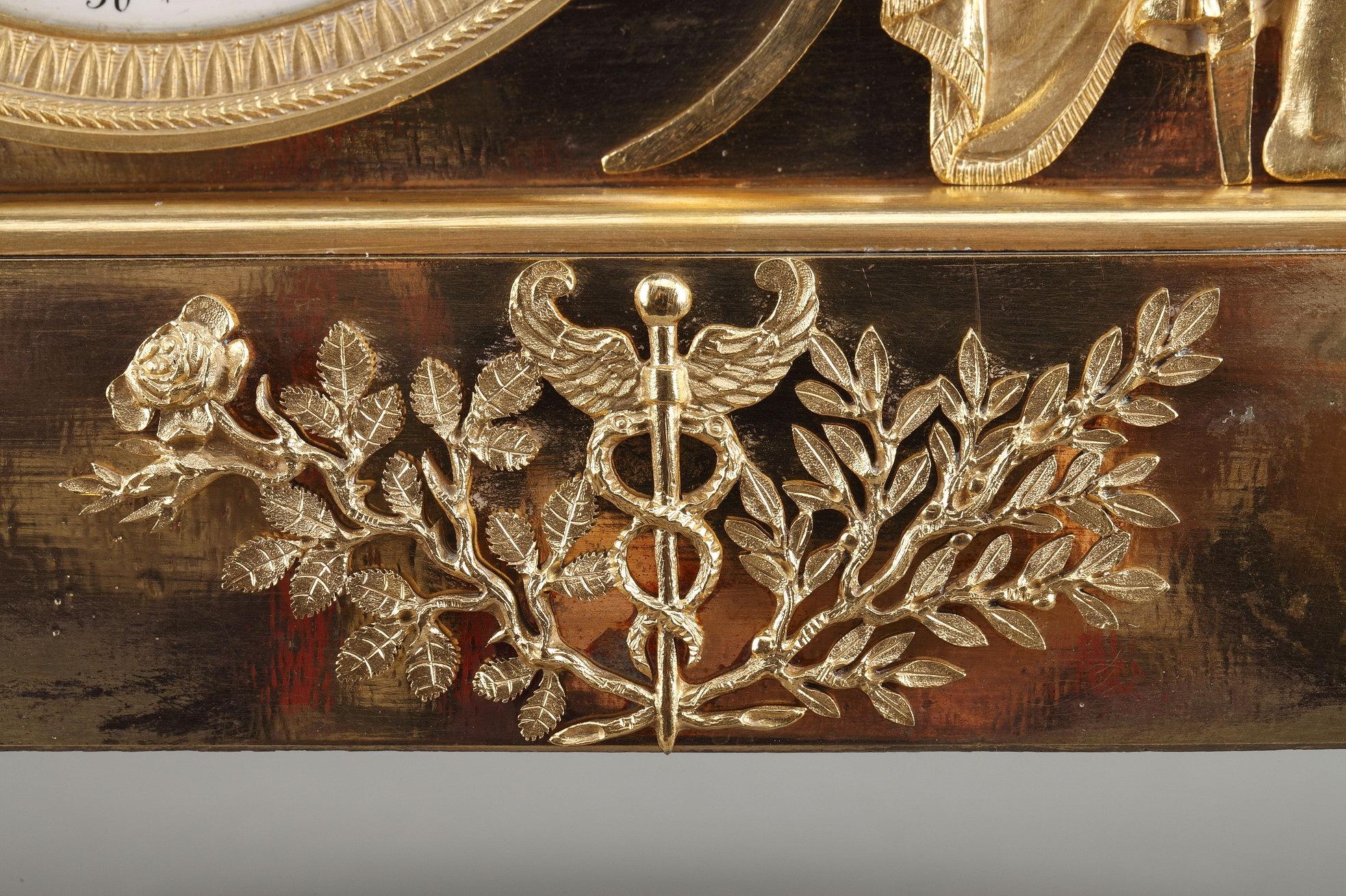19th Century Empire Ormolu Mantel Clock, Fidelity 1