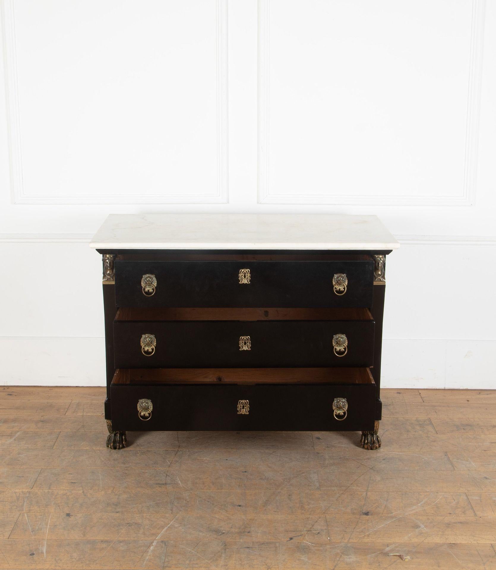 19th Century Empire Period Ebonised Commode In Good Condition In Gloucestershire, GB