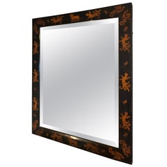 Antique 19th Century Empire Period Oak and Beveled Glass Mirror, 1883