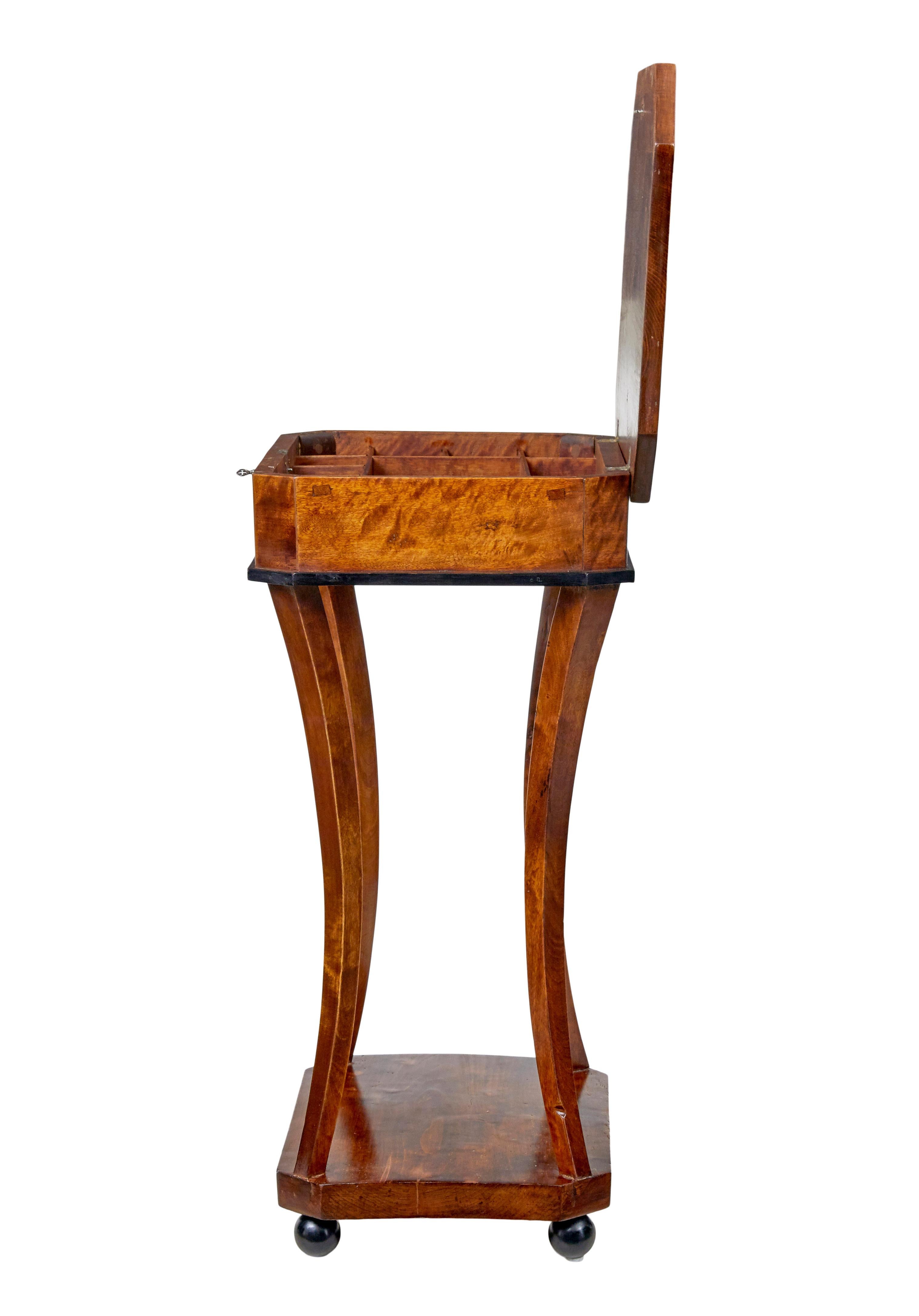 Swedish 19th Century empire revival birch sewing table