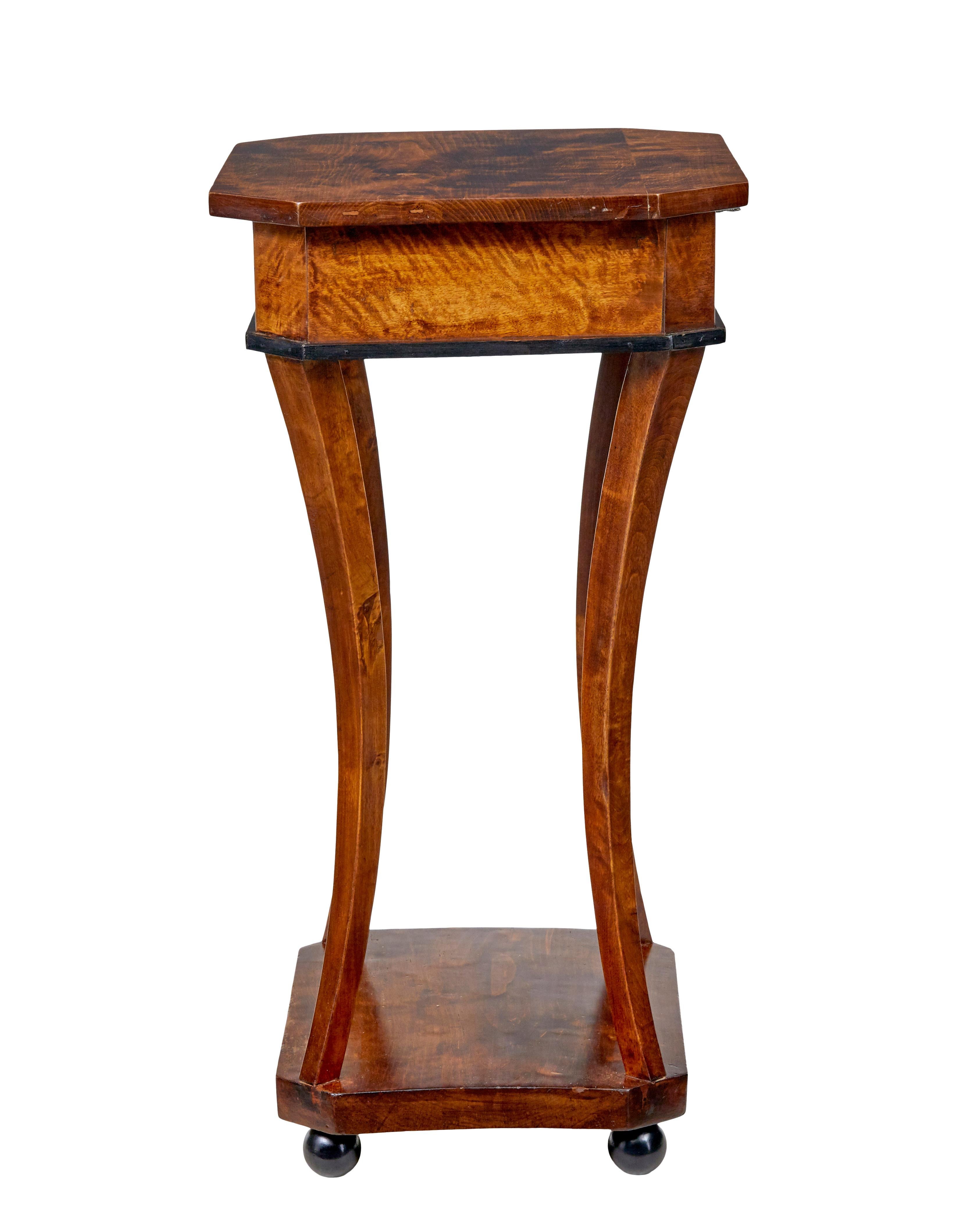19th Century empire revival birch sewing table In Good Condition In Debenham, Suffolk