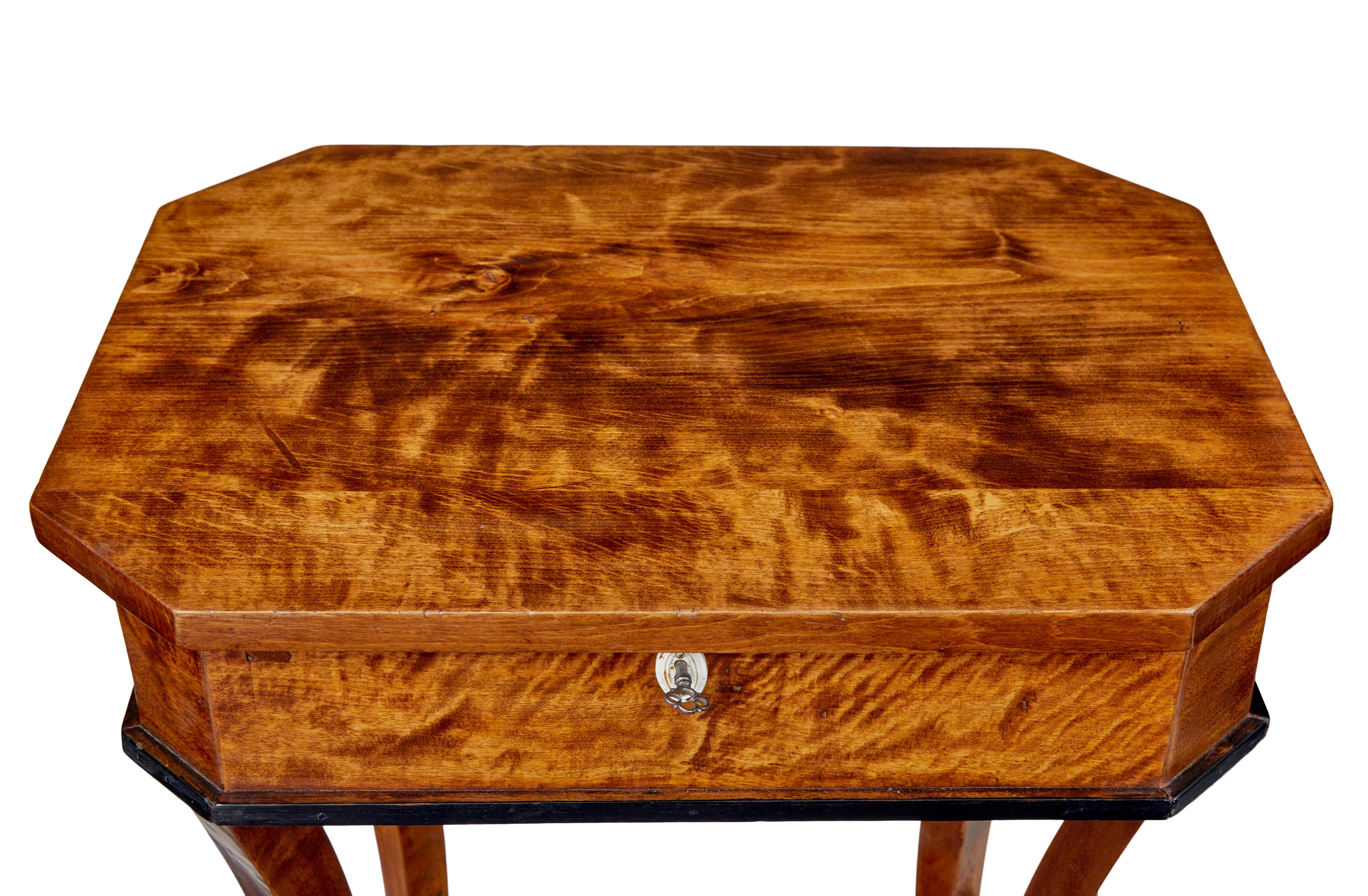 19th Century empire revival birch sewing table 1