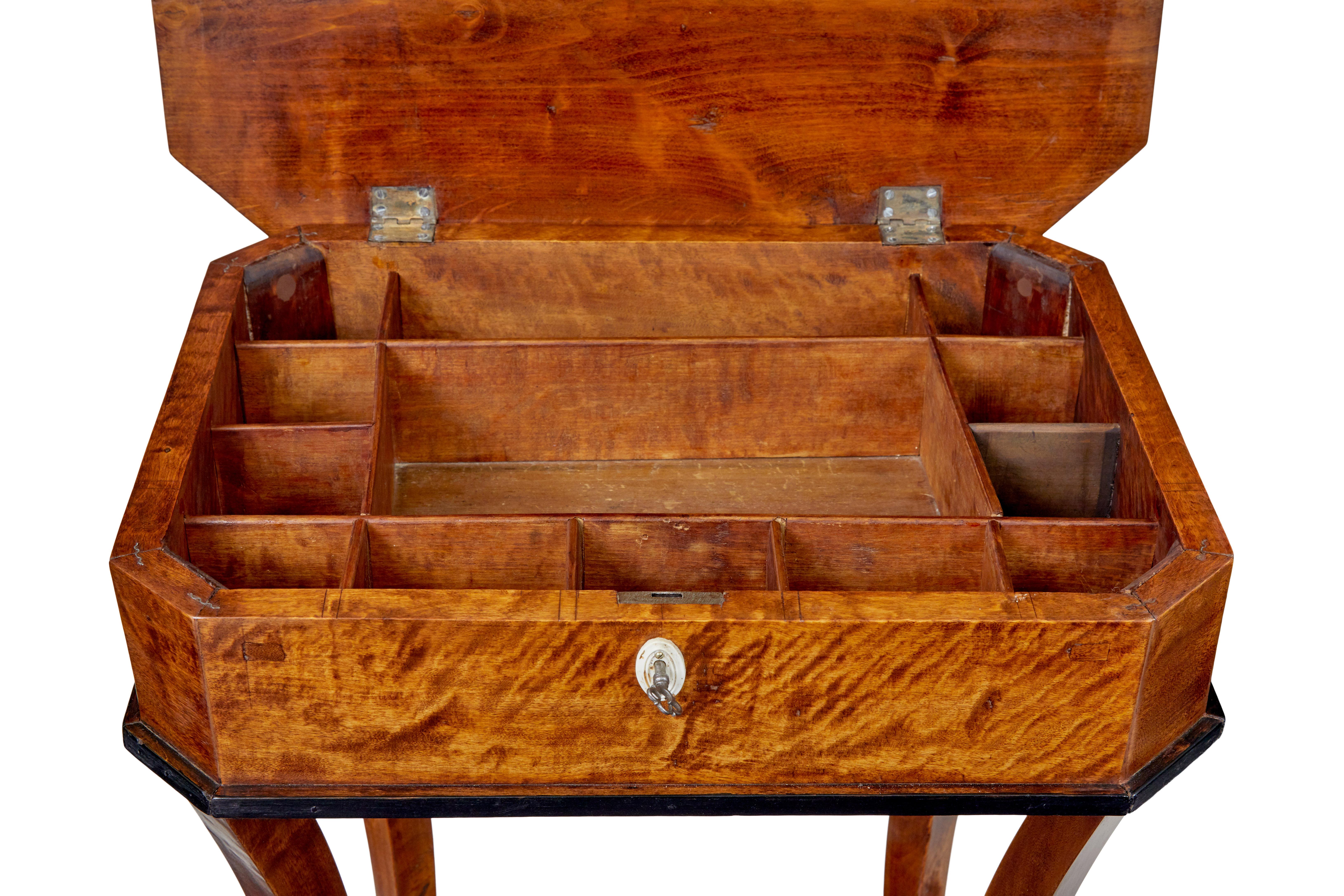 19th Century empire revival birch sewing table 2
