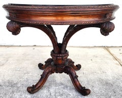 19th Century Empire Revival Center Table Carved Mahogany With Granite Top